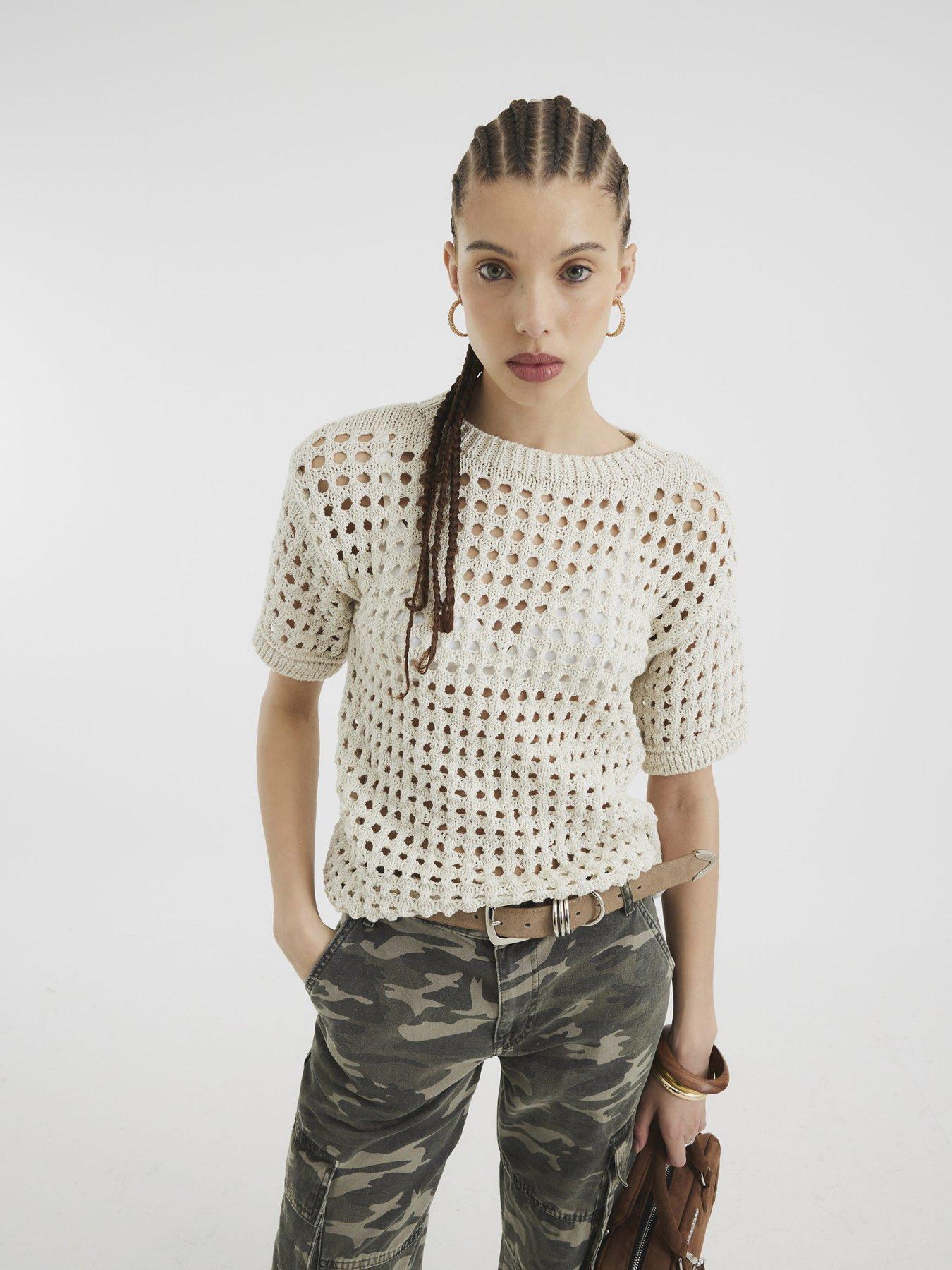 undefined Short Sleeve Crochet T-shirt