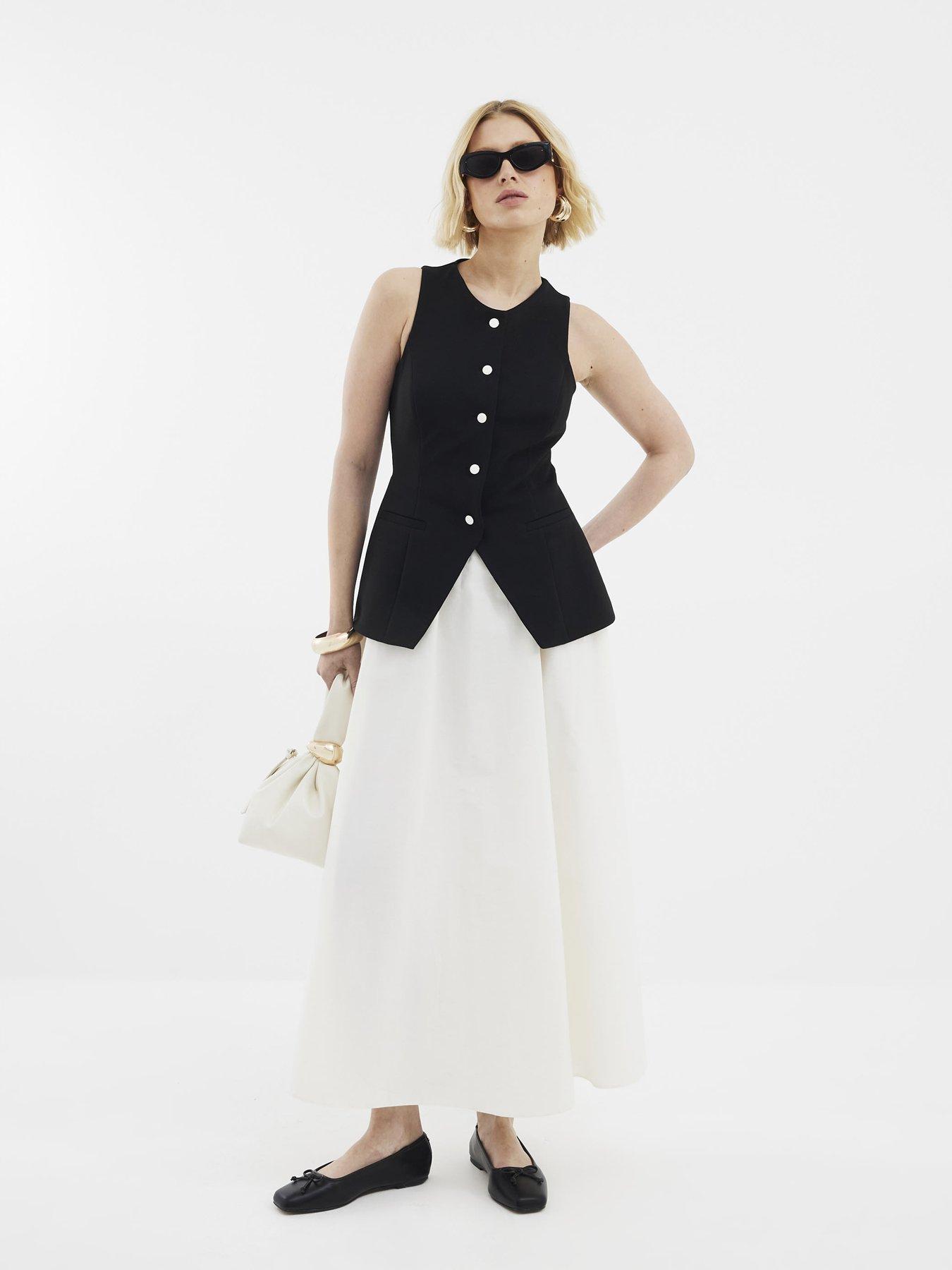 undefined Sleeveless Hybrid Waistcoat Midi Dress - Black