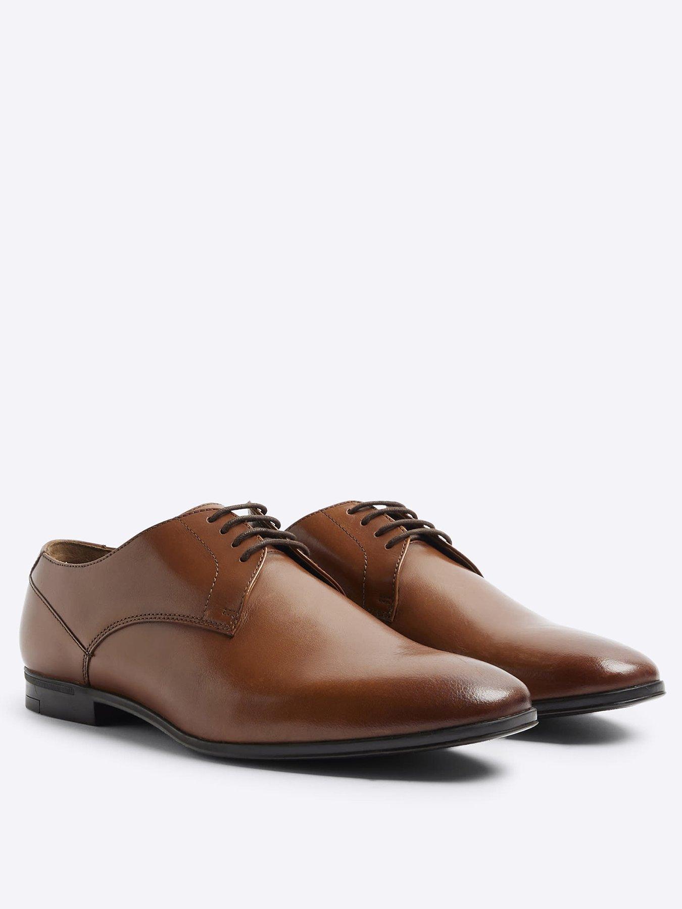  image of river-island-leather-wide-fit-derby-shoes