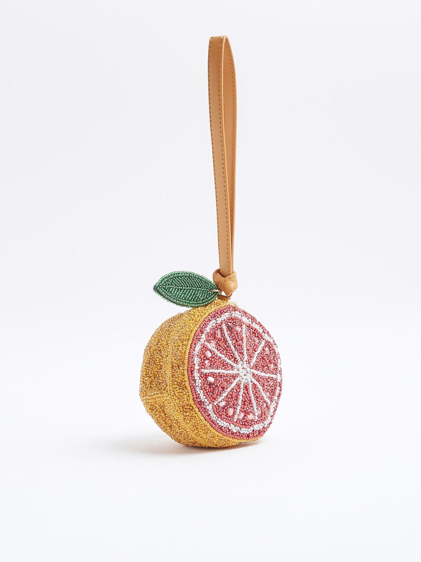  image of river-island-premium-beaded-grapefruit-bag