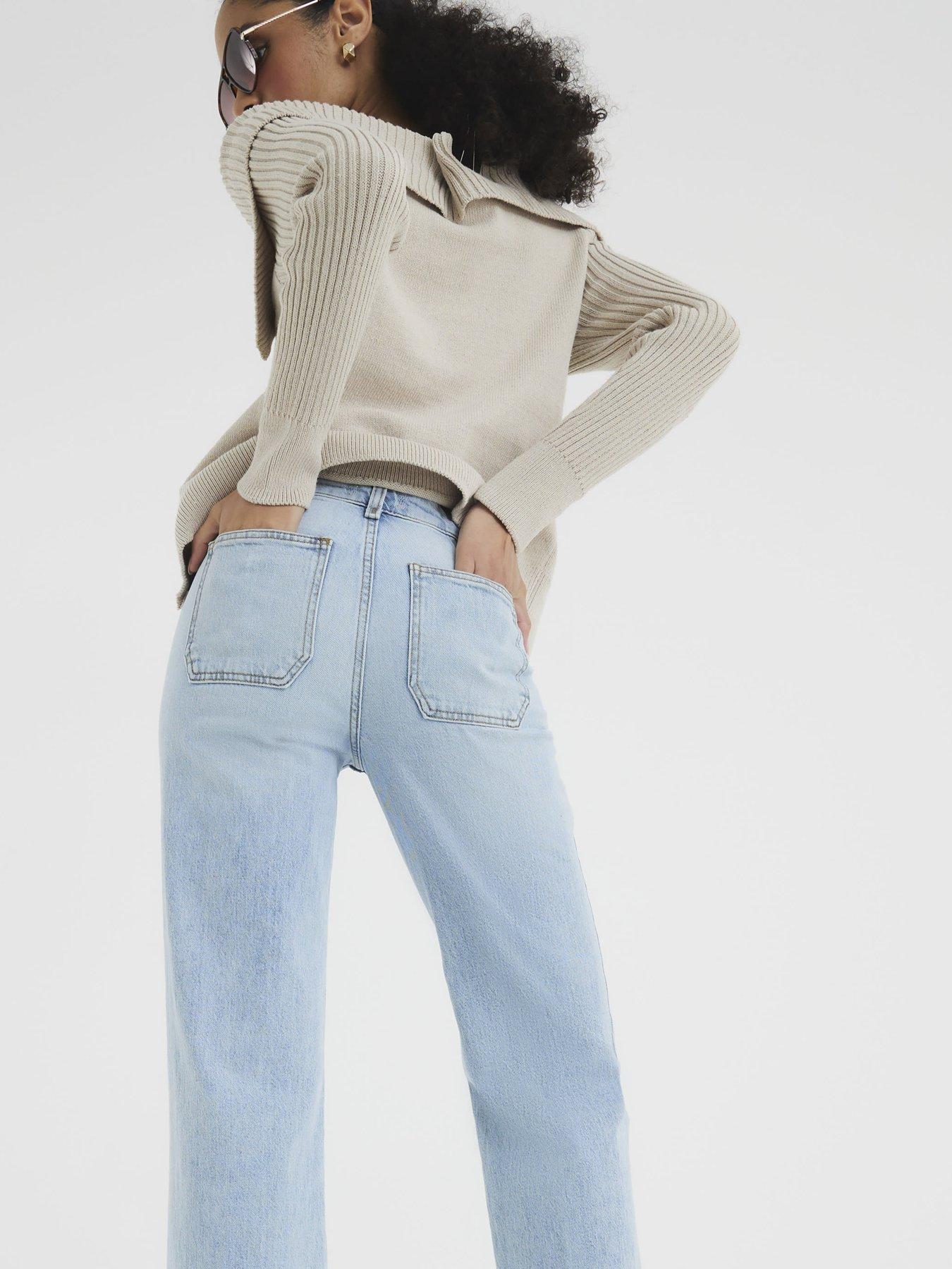 image of river-island-high-waisted-front-pocket-wide-leg-jeans