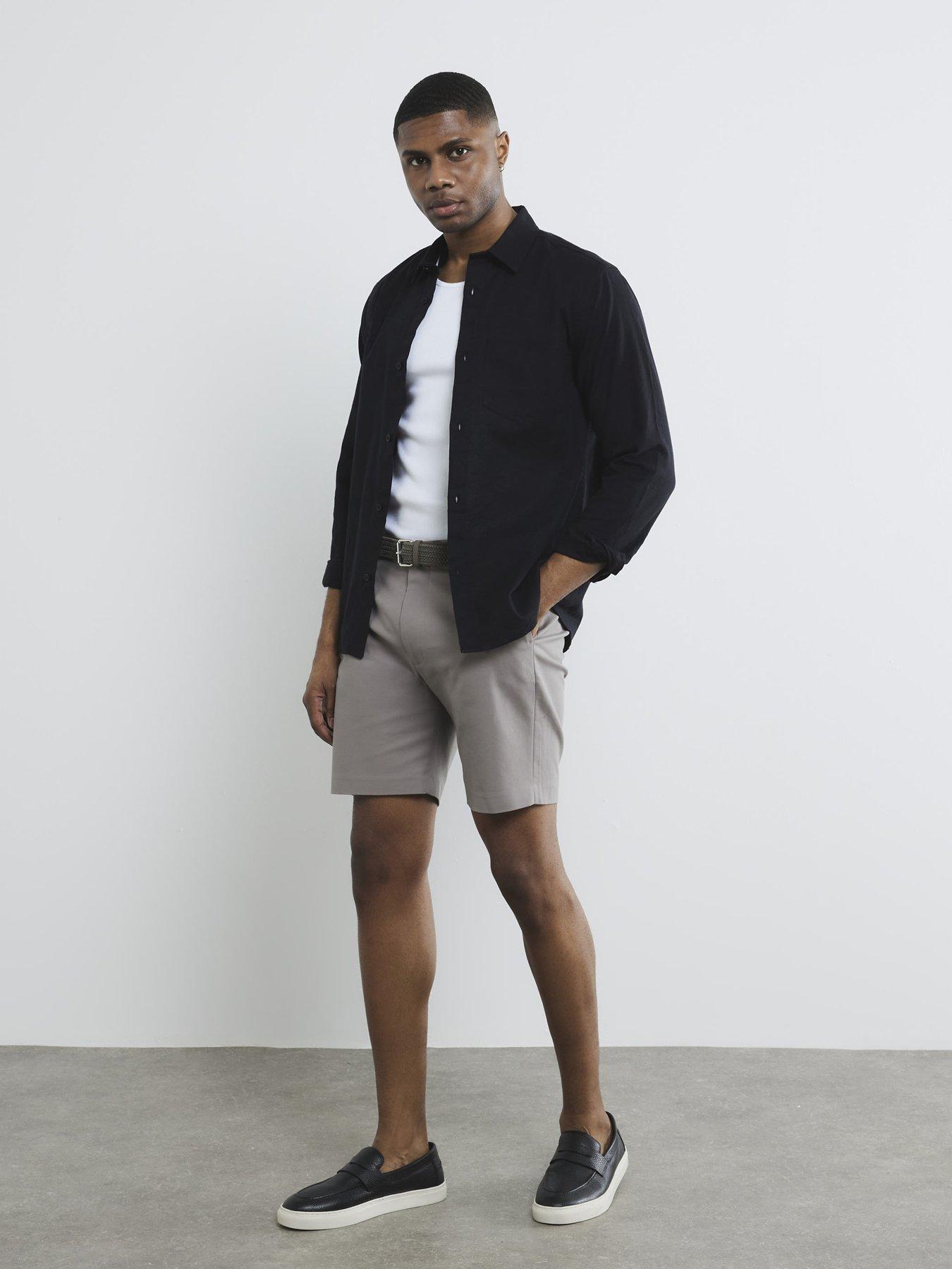 river-island-slim-fit-belted-chino-shorts