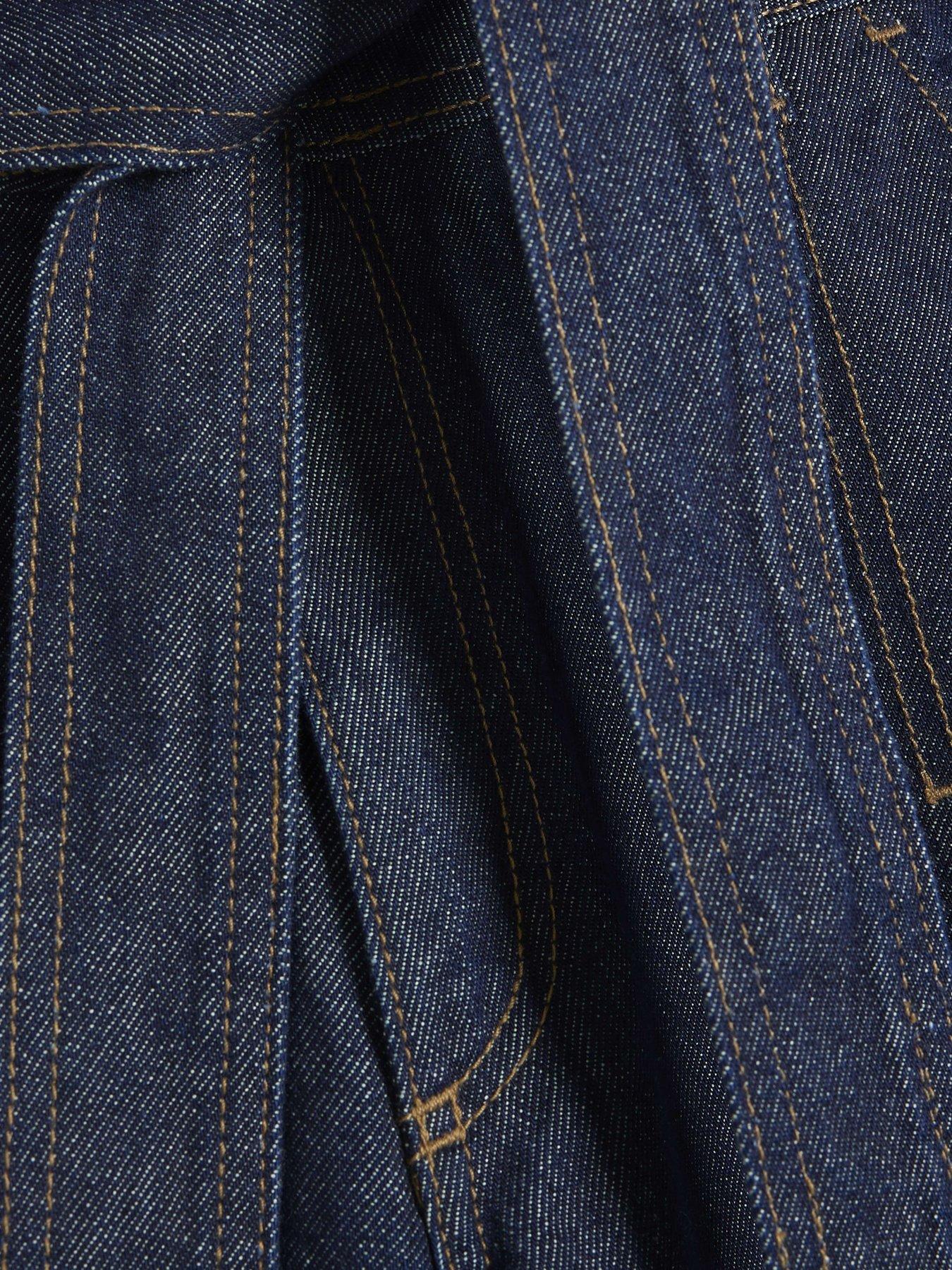  image of river-island-denim-belted-wide-leg-cropped-jeans