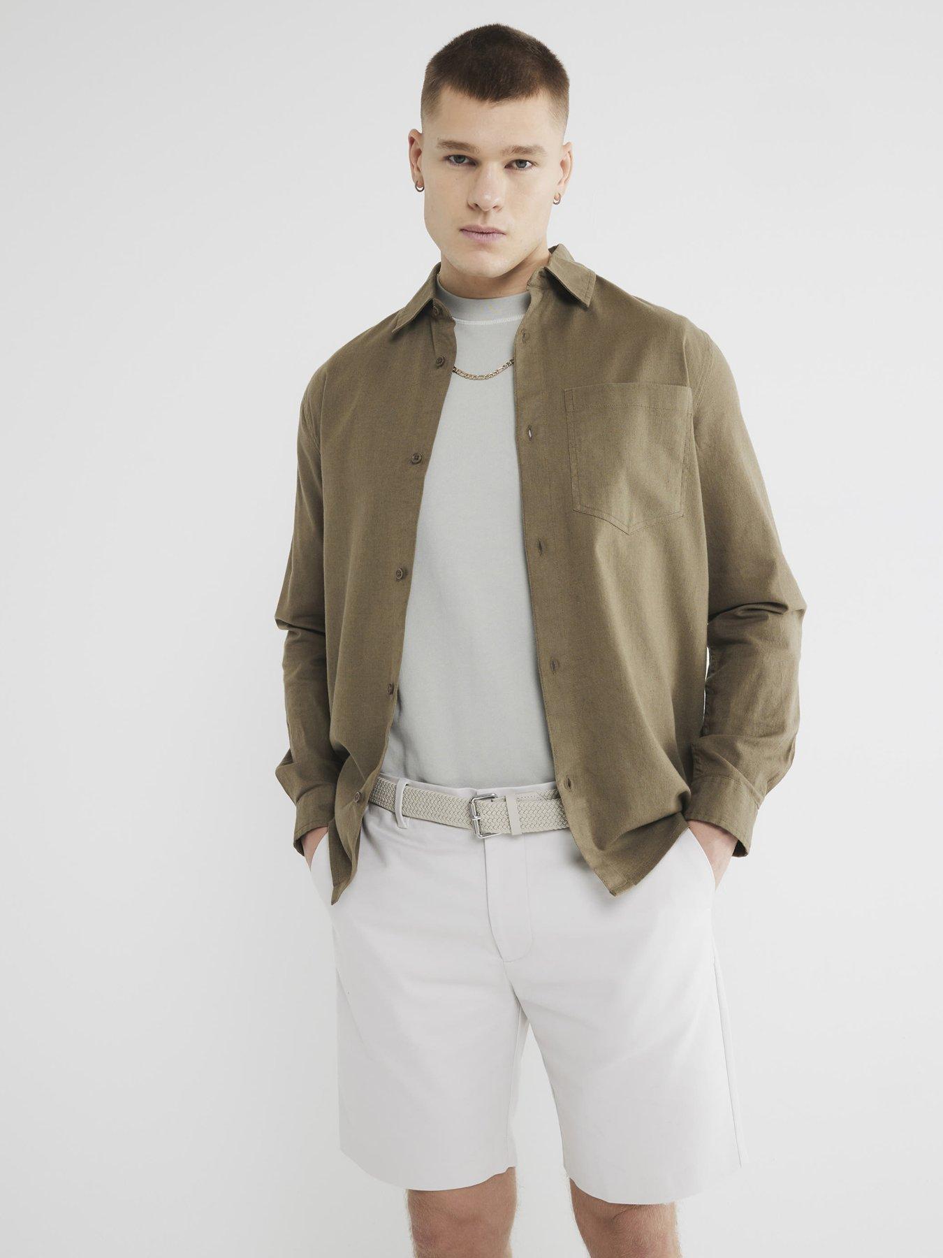 undefined Beige Belted Chino Shorts