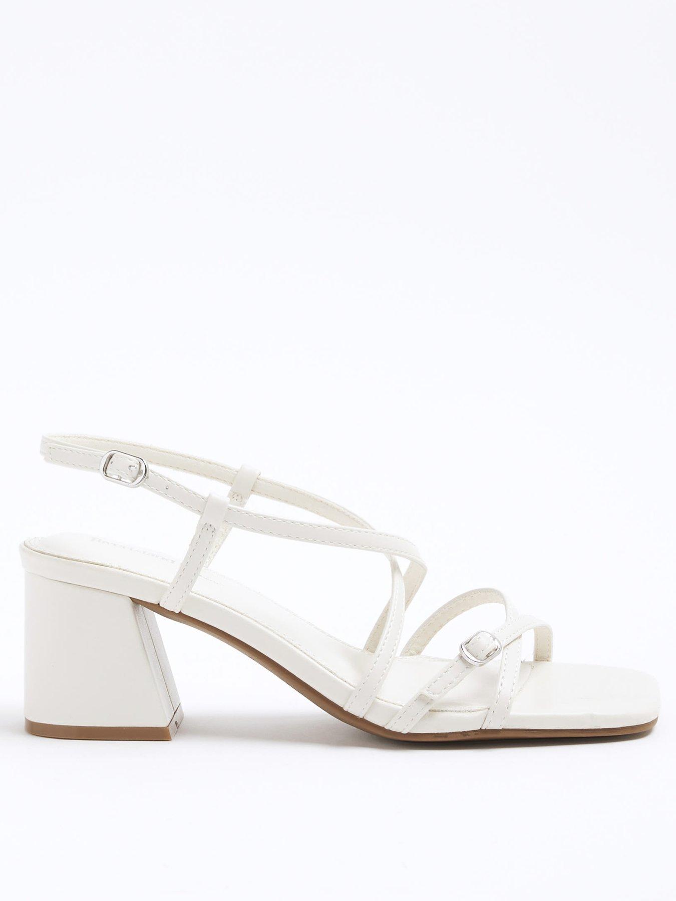  image of river-island-white-strappy-block-heel-sandals