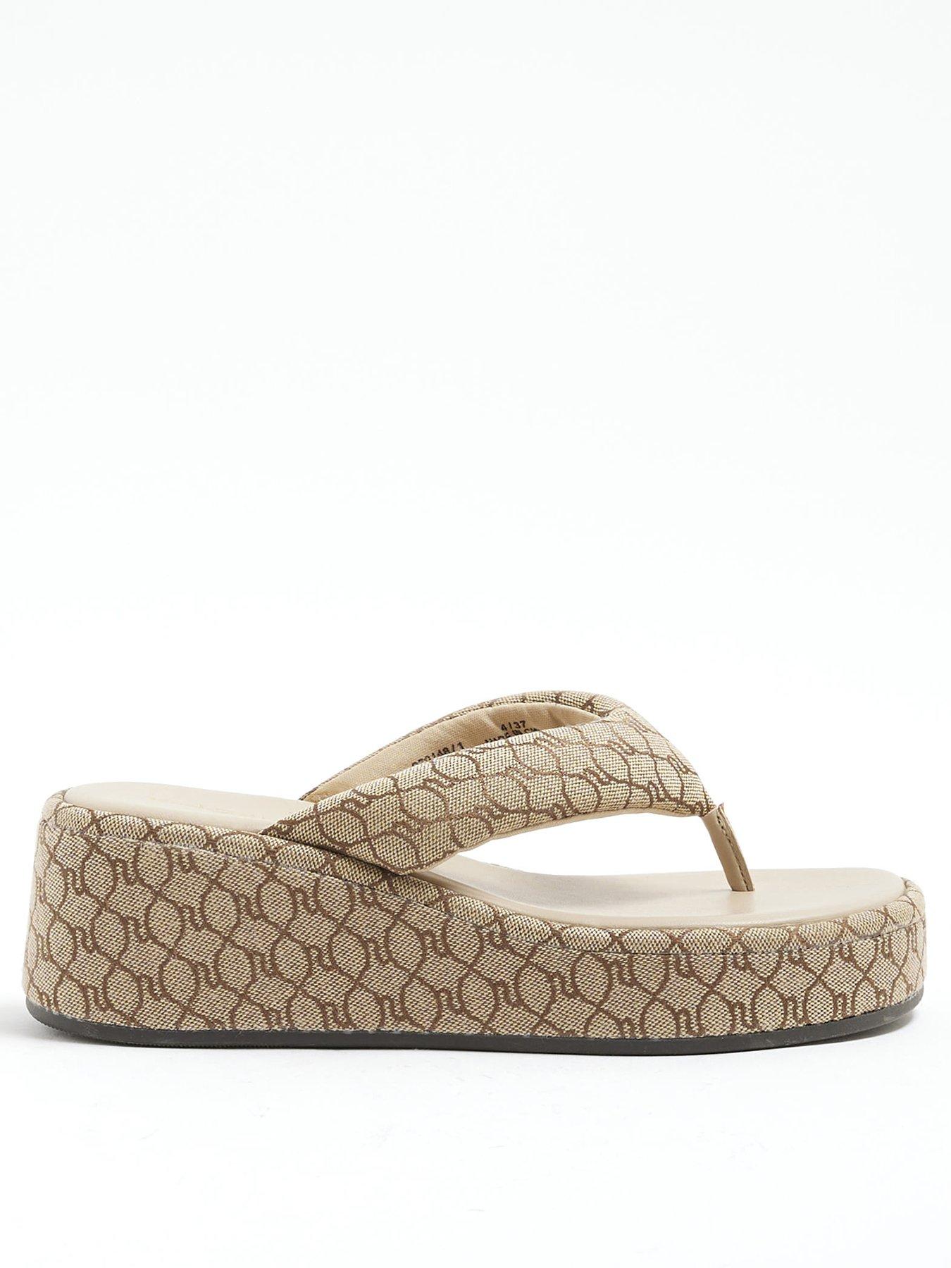 undefined Monogram Flip Flop Wedge Sandals