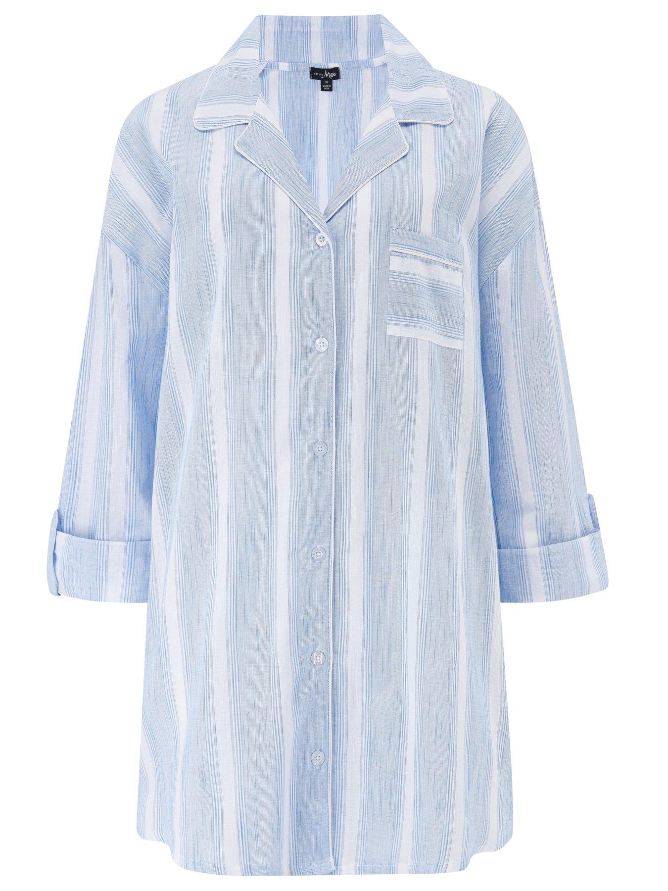 Image 3 of 4 of Pour Moi Woven Cotton Stripe Nightshirt
