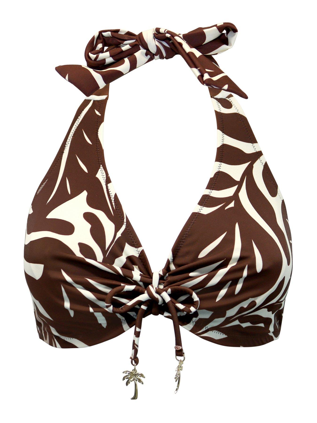  image of pour-moi-madrid-underwired-halter-triangle-bikini-top-print