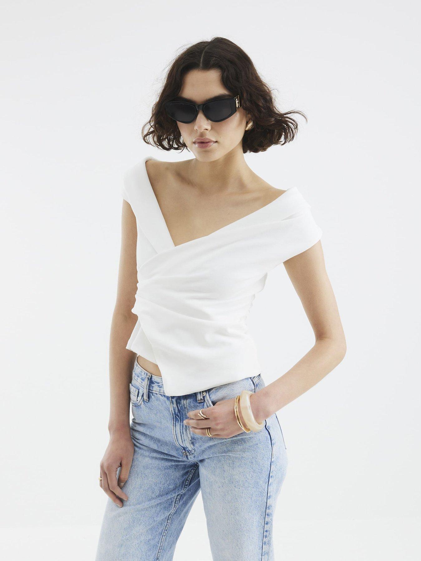  image of river-island-sleeveless-drape-wrap-lapel-top