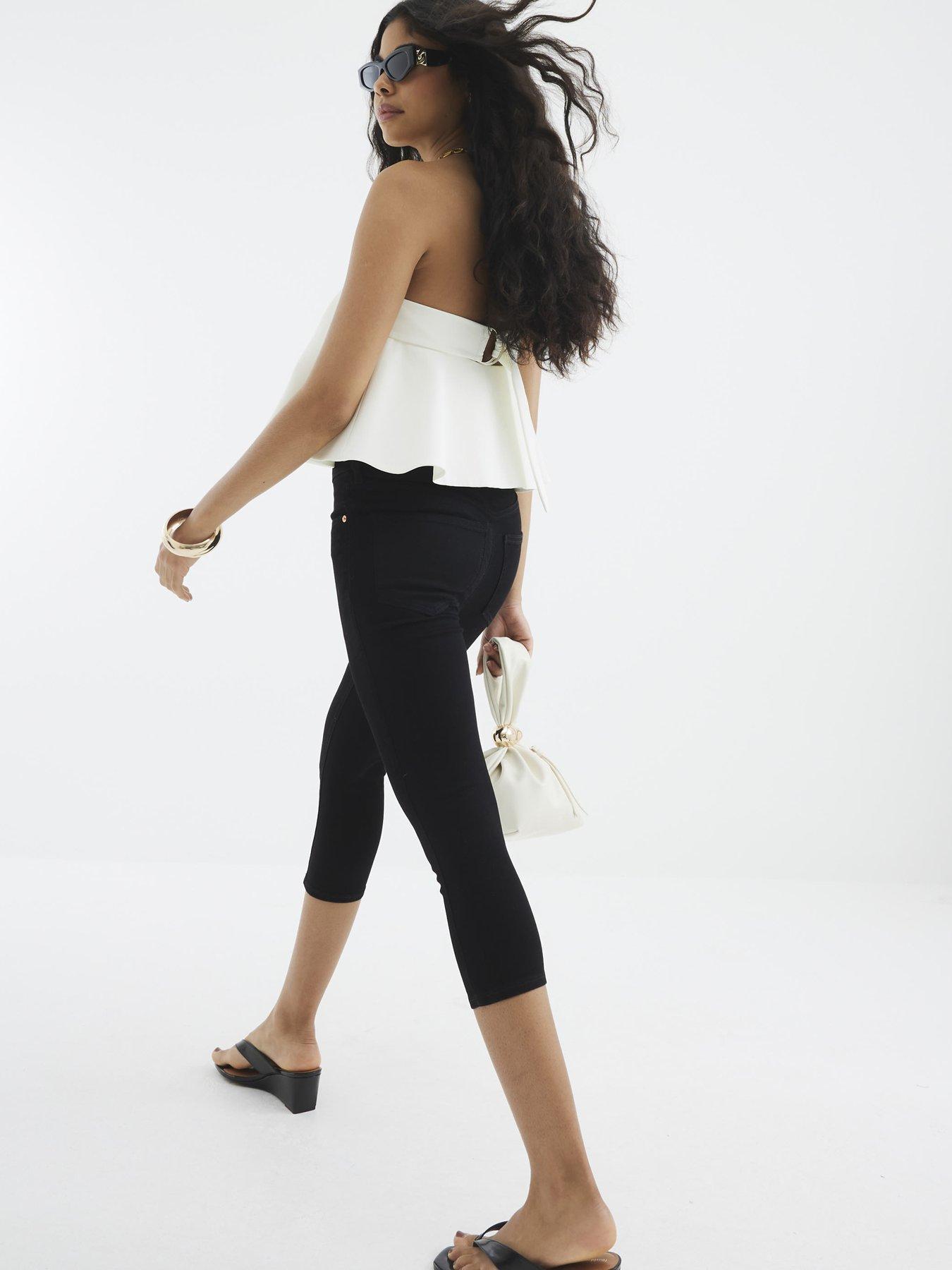  image of river-island-skinny-capri-jeans-black