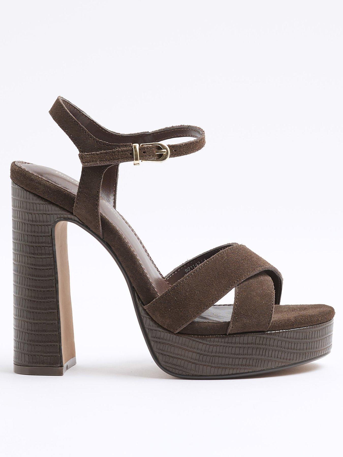  image of river-island-suede-cross-strap-platform-sandals
