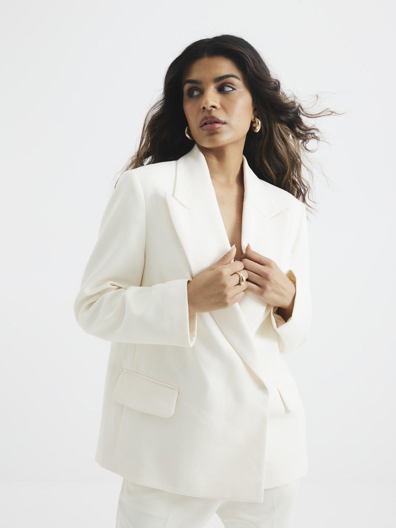 undefined Petite Oversized Blazer - Cream