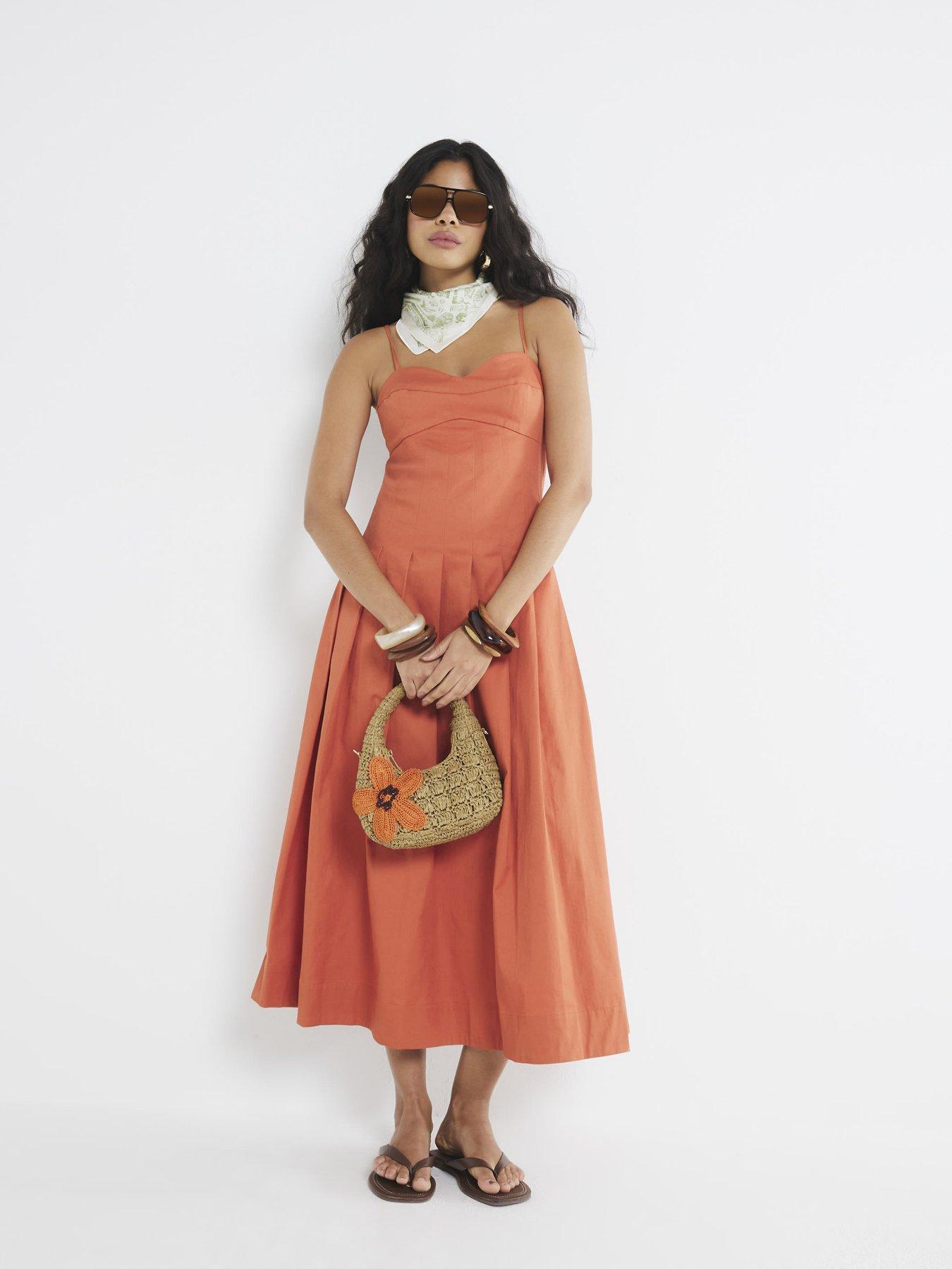 undefined Sleeveless Strappy Corset Midi Dress
