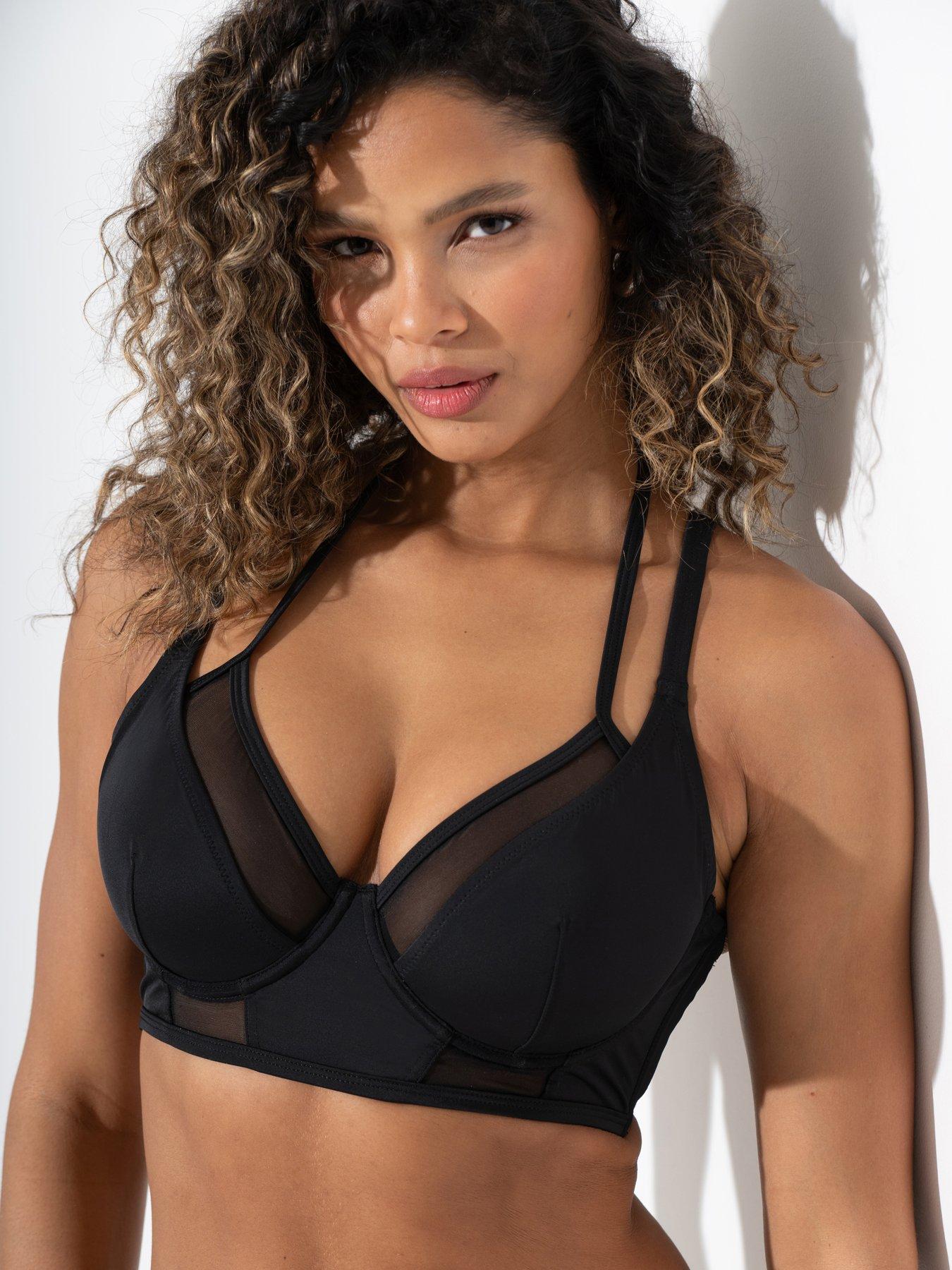 Image 1 of 4 of Pour Moi Sydney Underwired Mesh Longline Double Strap Bikini Top