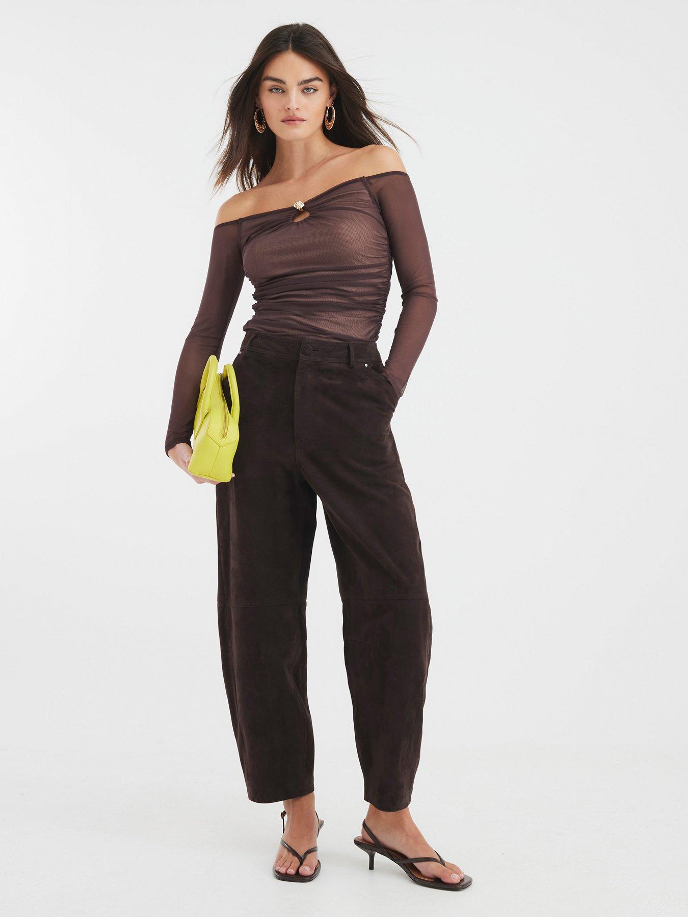  image of river-island-long-sleeve-mesh-bardot-top