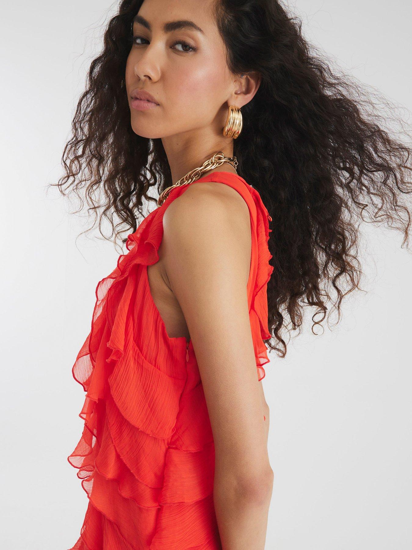  image of river-island-sleeveless-ruffle-mini-dress