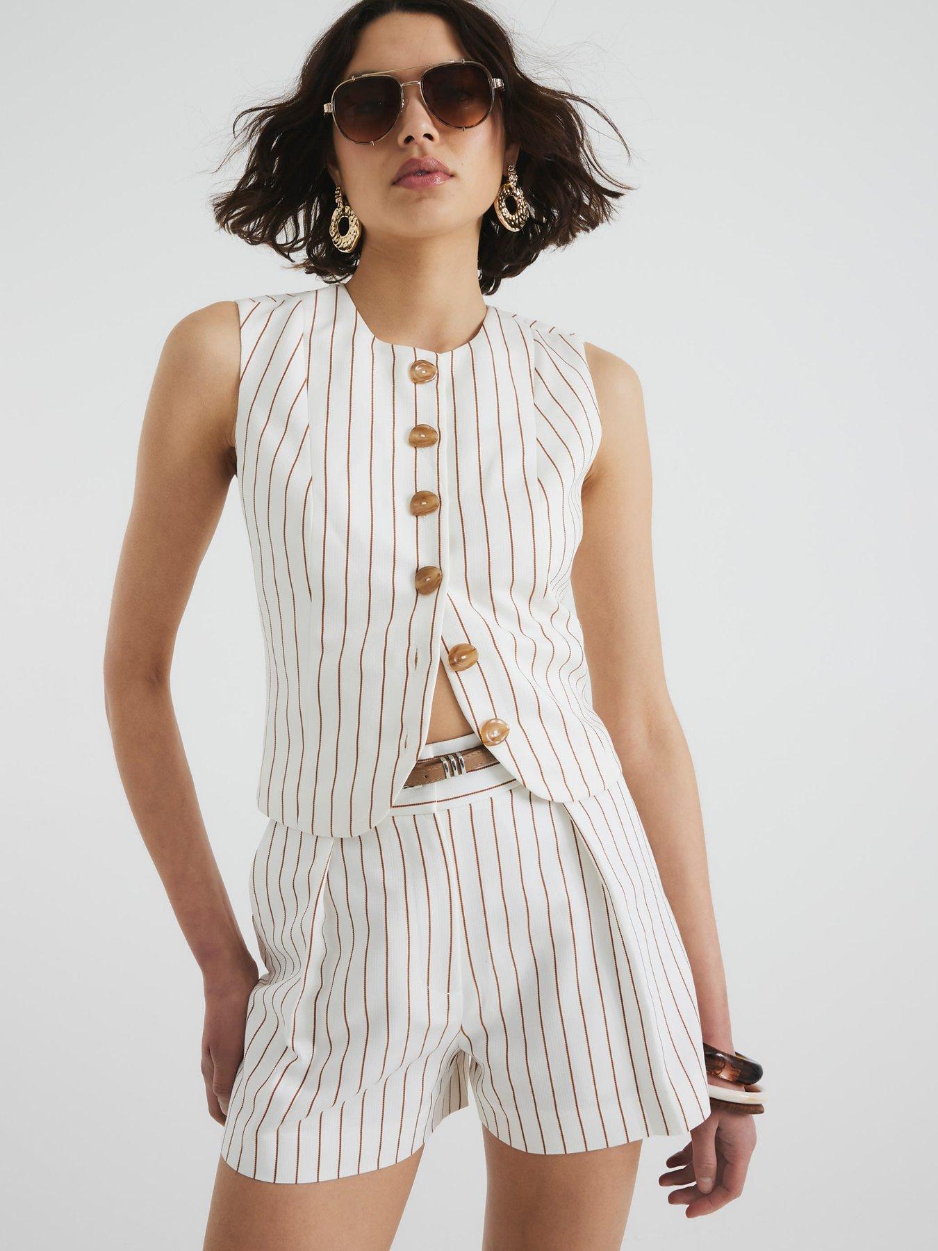 undefined Stripe Longline Belted Shorts