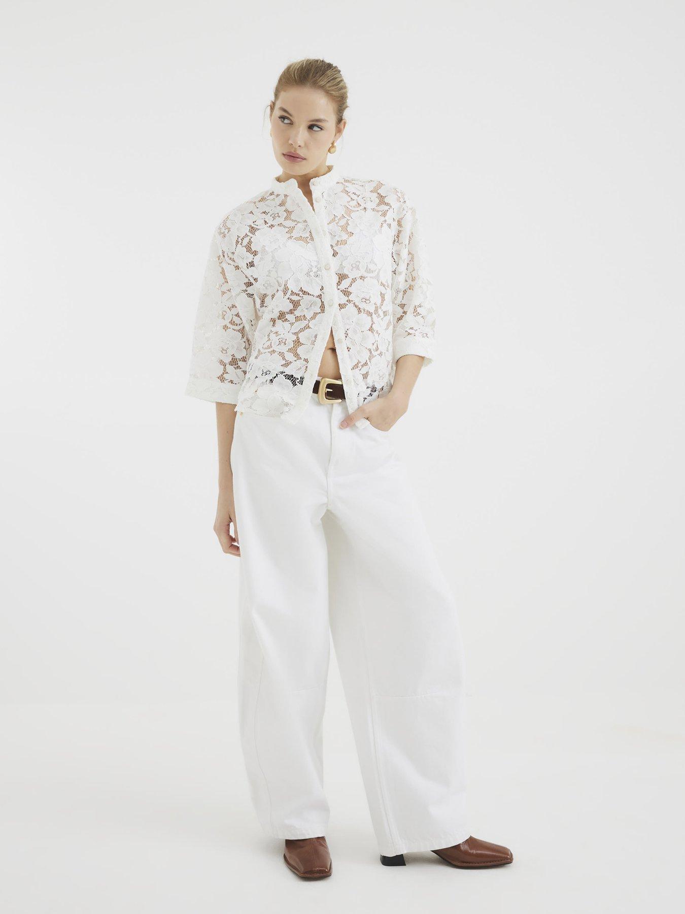 back image of river-island-short-sleeve-lace-shirt