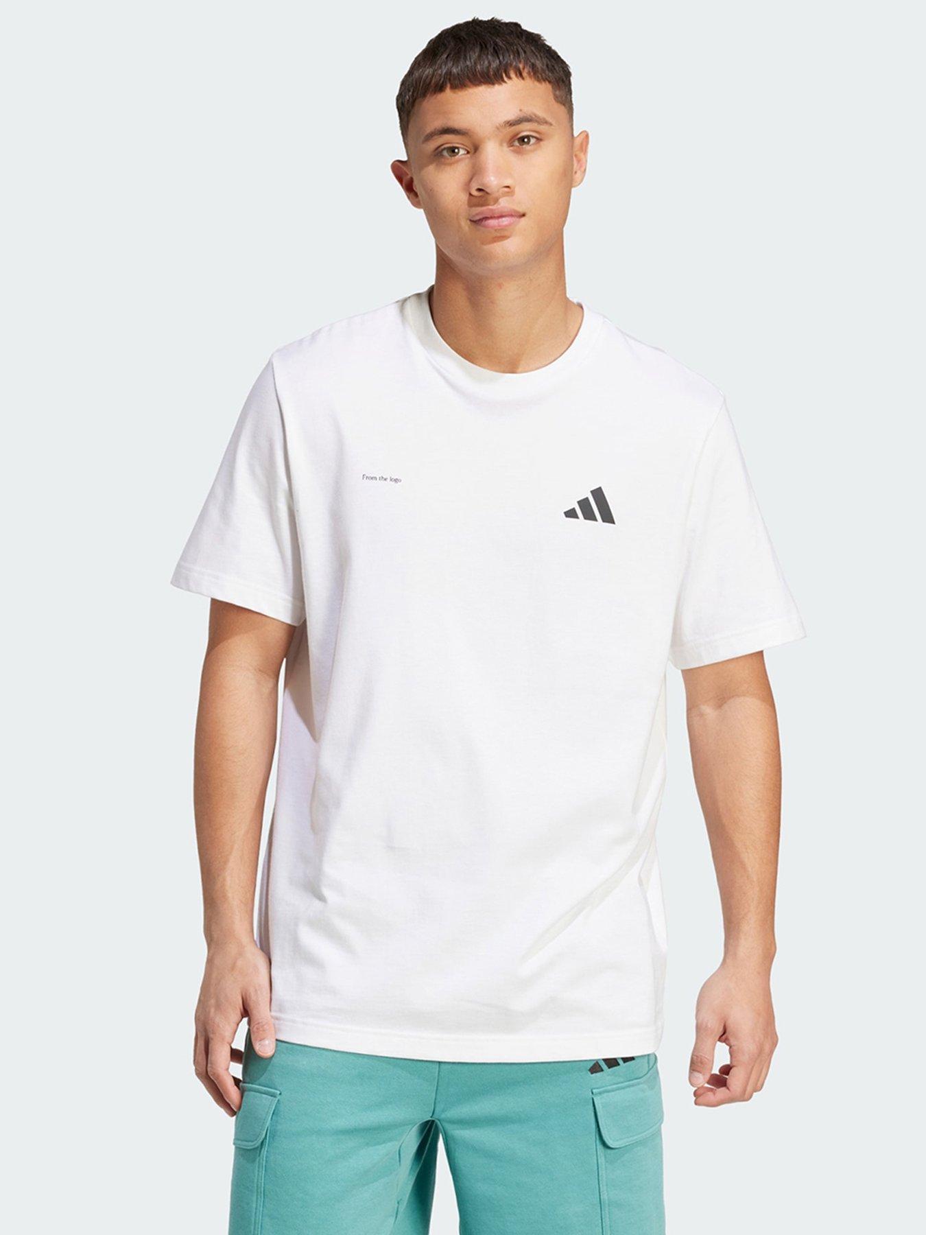 Image 1 of 5 of adidas Lens Power Of Three Hoop Graphic Tee - White