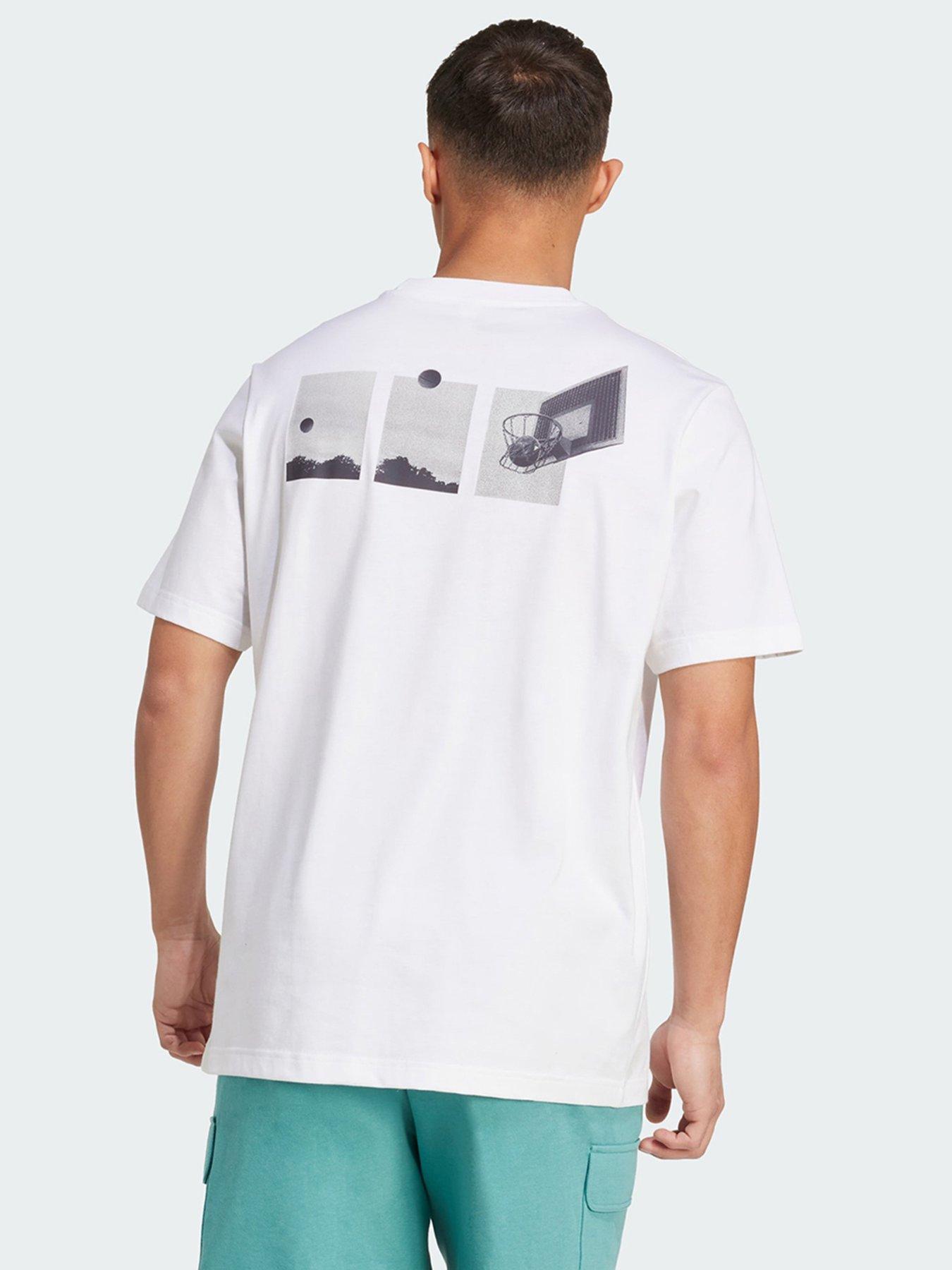 Image 2 of 5 of adidas Lens Power Of Three Hoop Graphic Tee - White