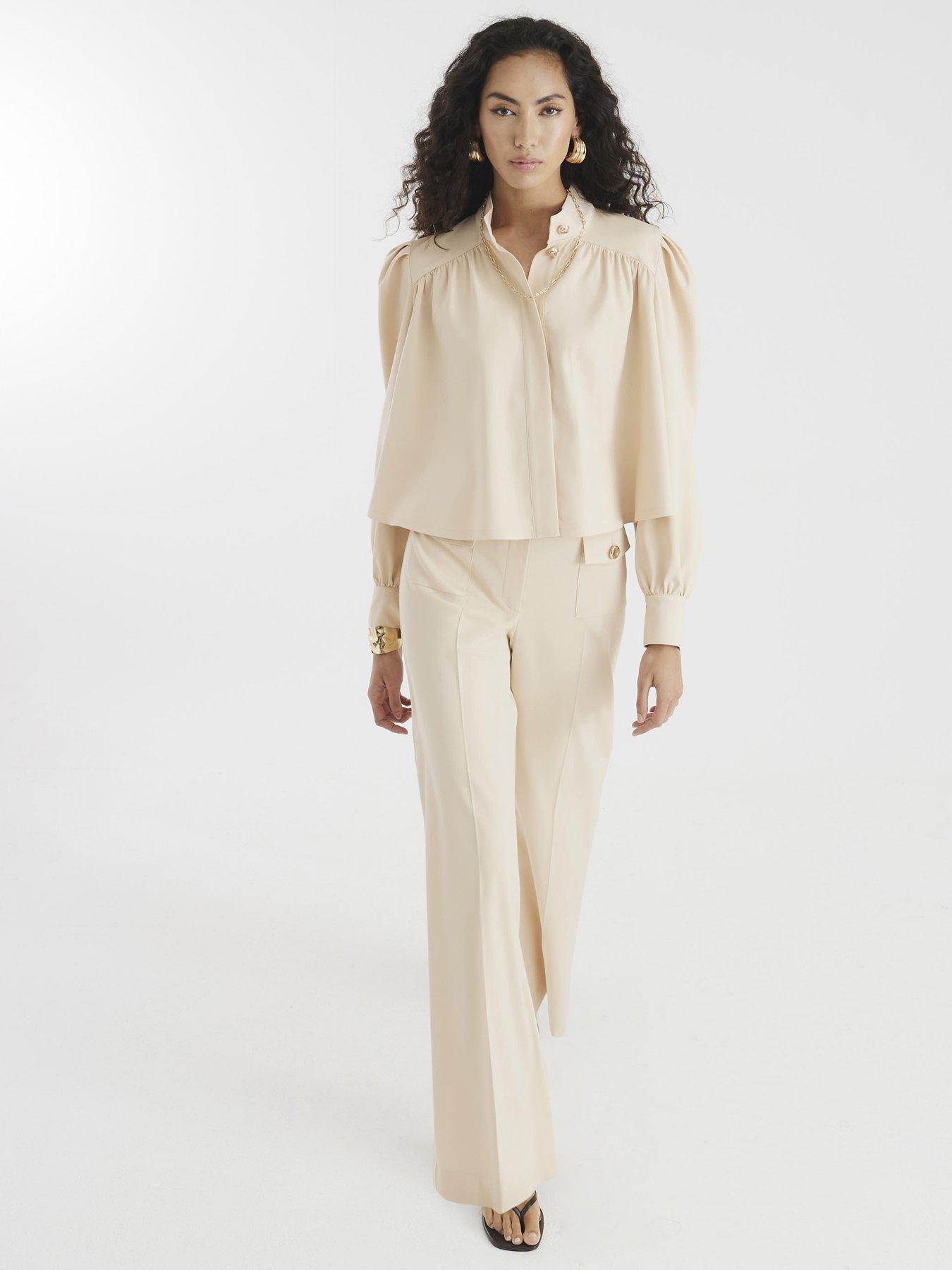 undefined Button Front Straight Leg Trousers