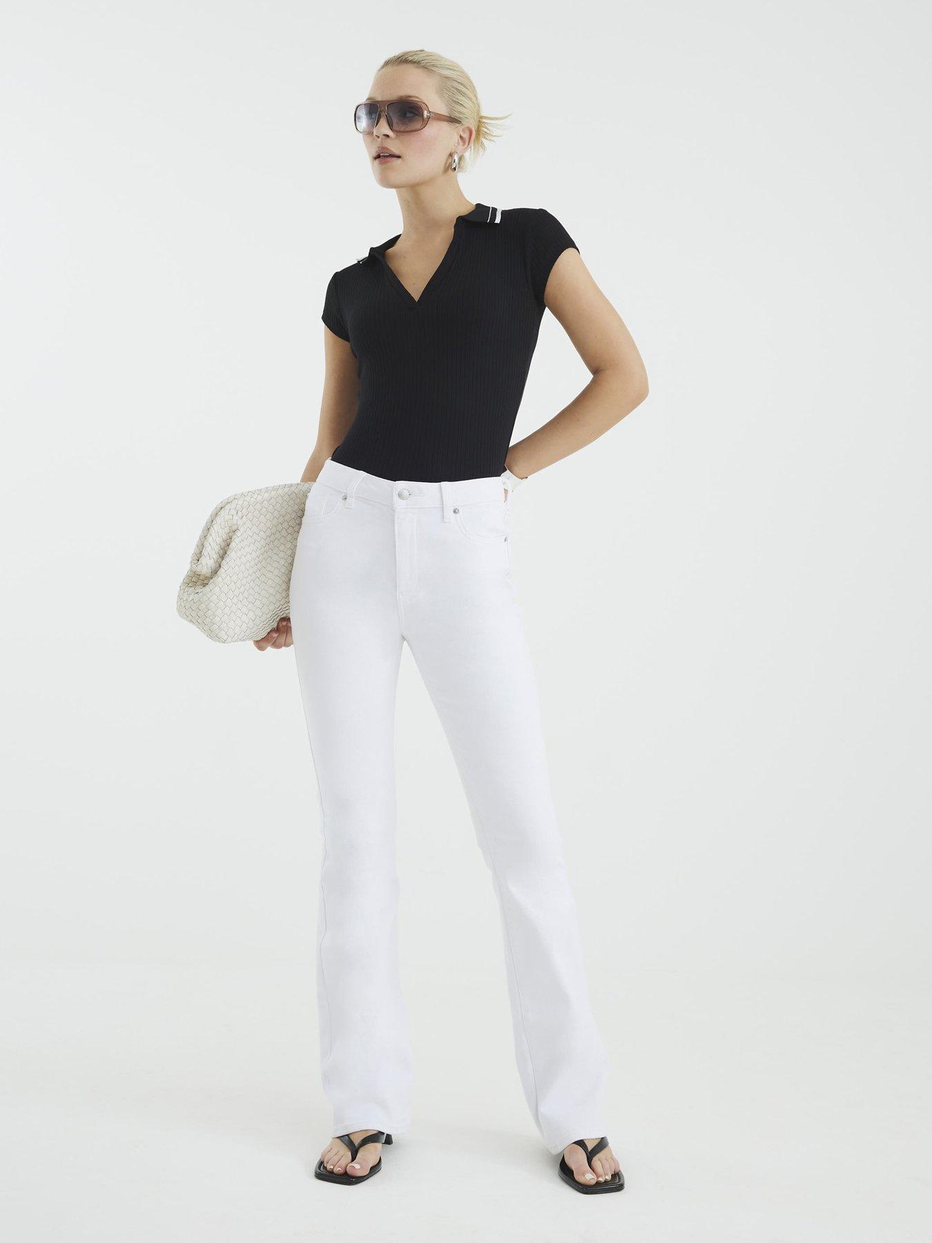 undefined Mid Rise Bootcut Jeans - White