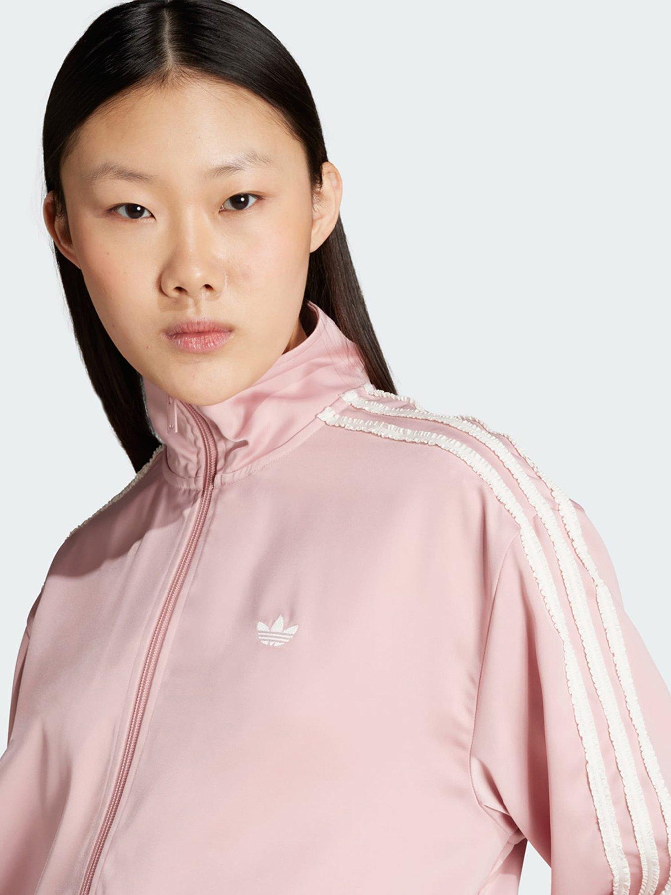 Image 3 of 5 of adidas Originals Satin Firebird Track Top Ruffle 3-Stripes