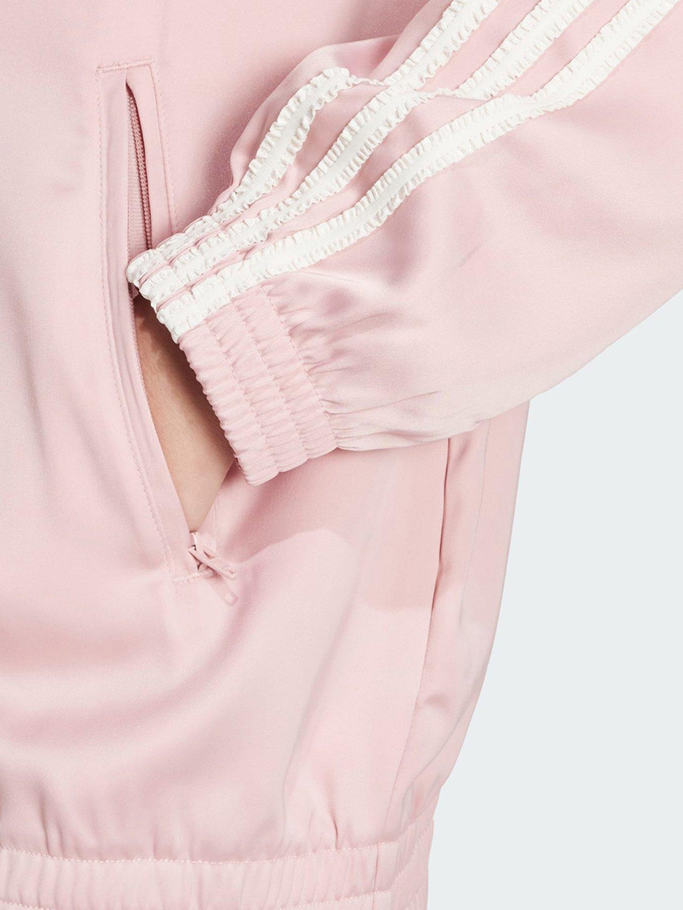 Image 4 of 5 of adidas Originals Satin Firebird Track Top Ruffle 3-Stripes