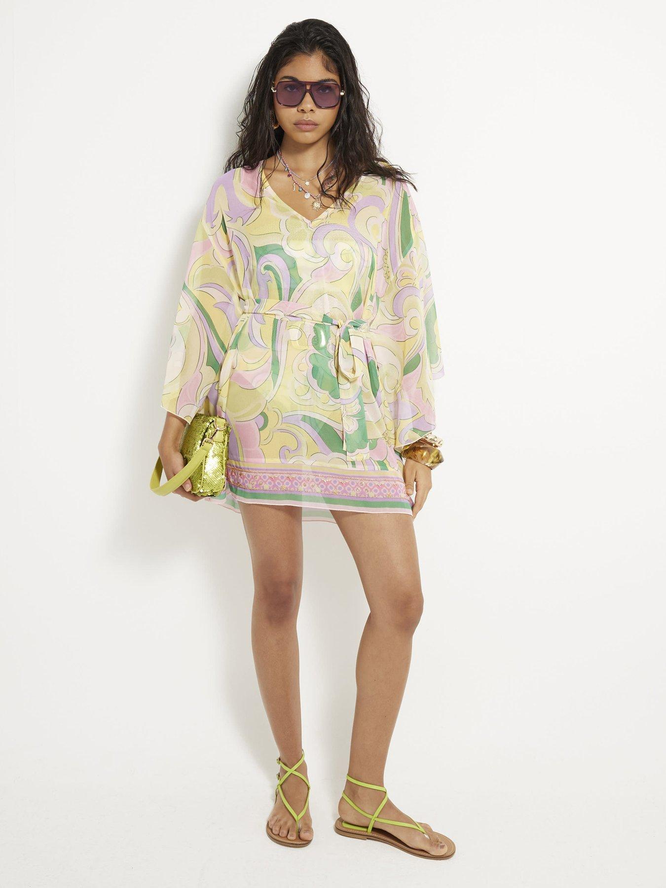 undefined Swirl Chiffon Mini Kaftan