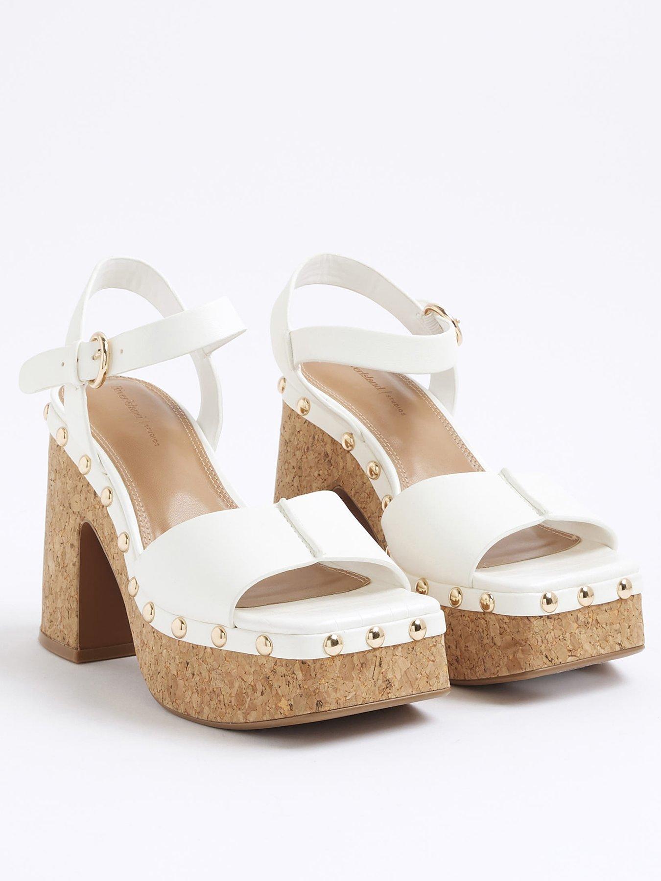 undefined Cork Platform Heeled Sandals