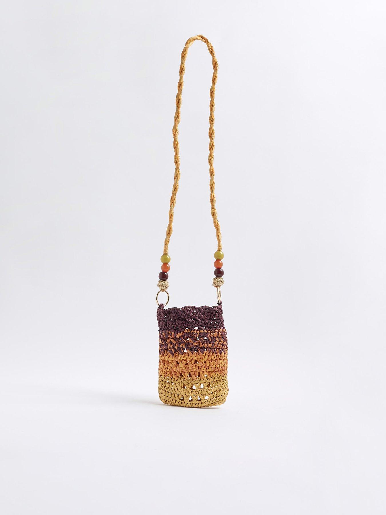 undefined Raffia Cross Body Phone Bag