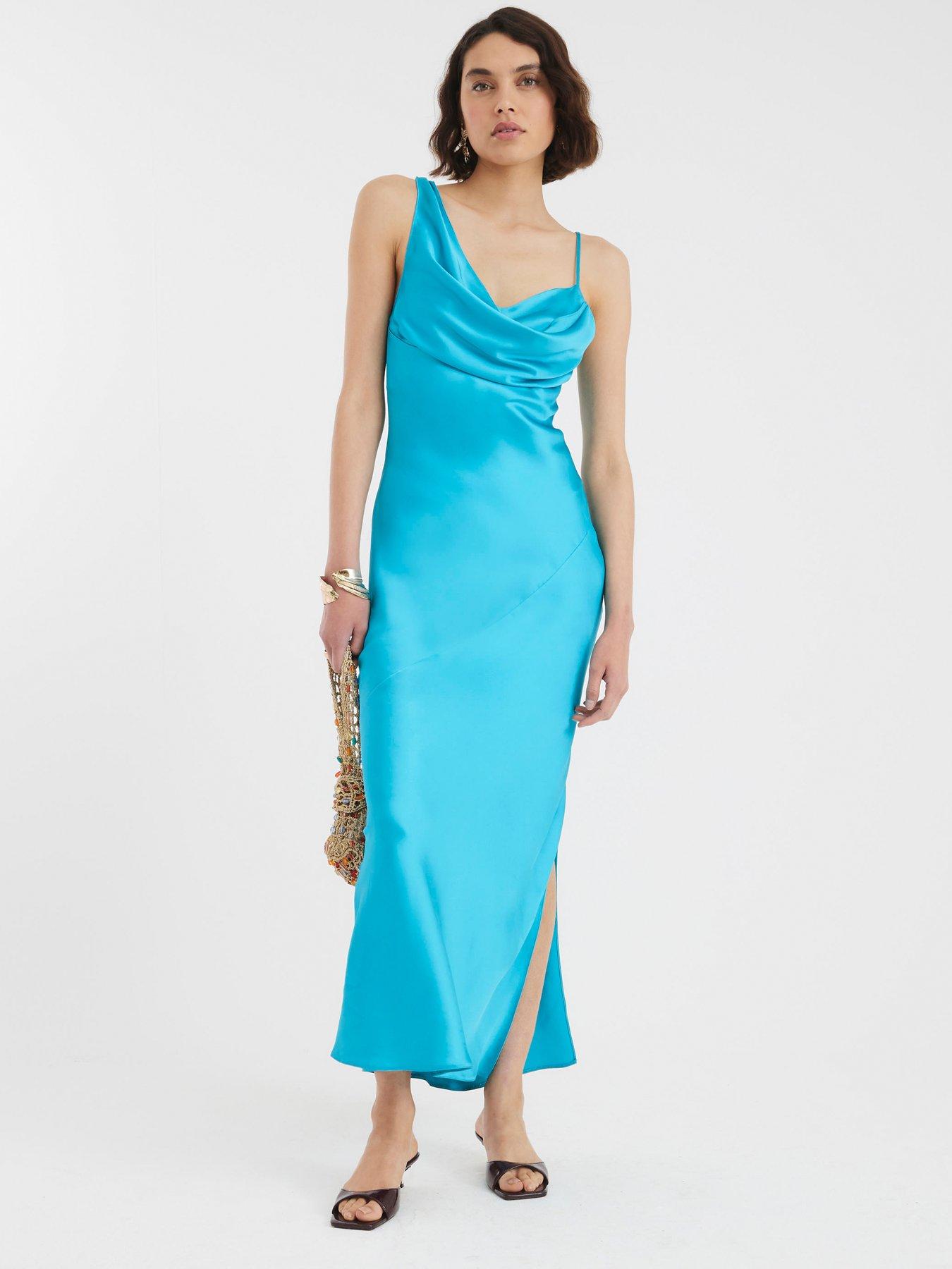 undefined Satin Cowl Neck Maxi Slip Dress