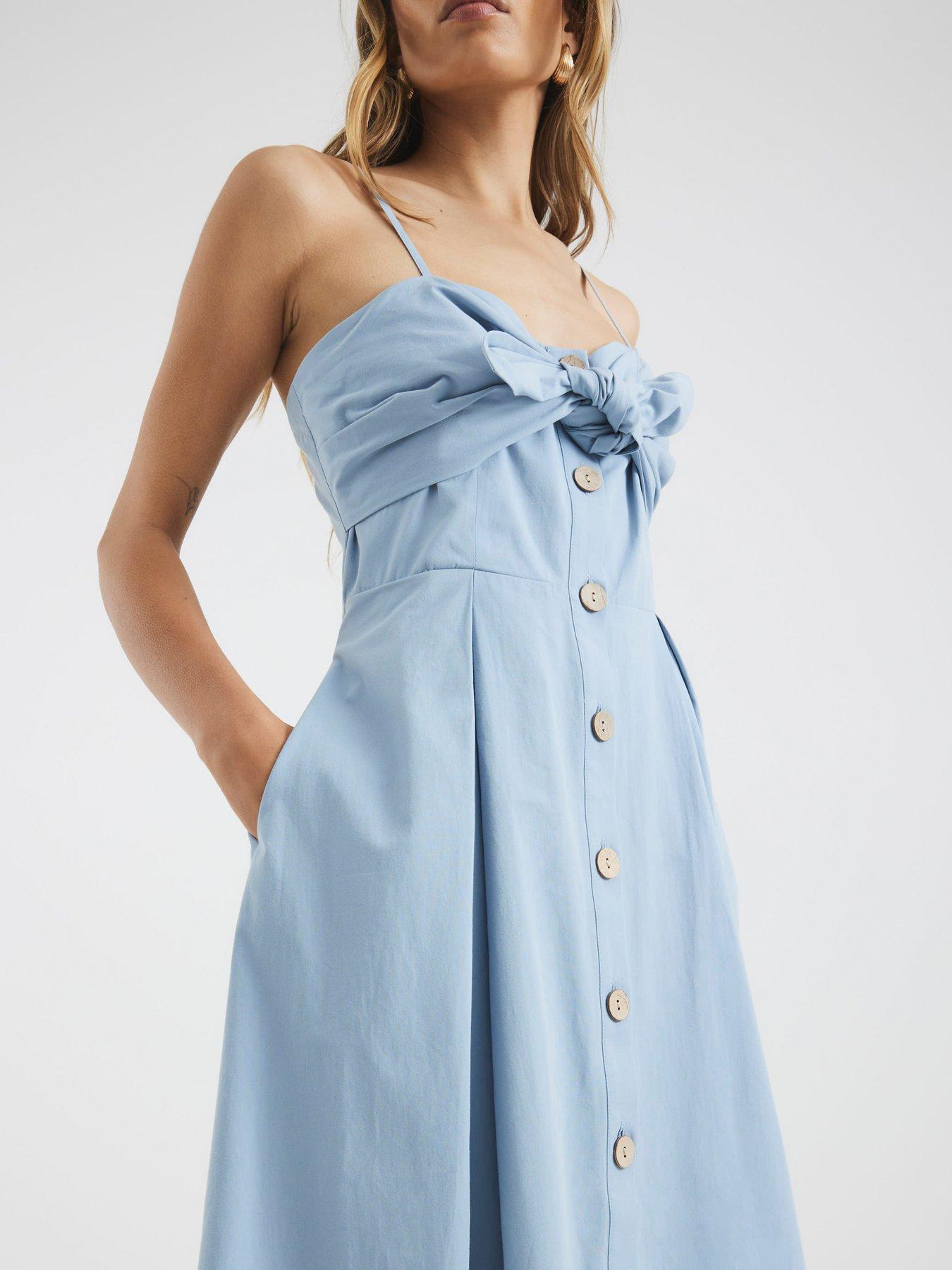 Image 4 of 4 of River Island Bow Detail Button Up Midi Dress