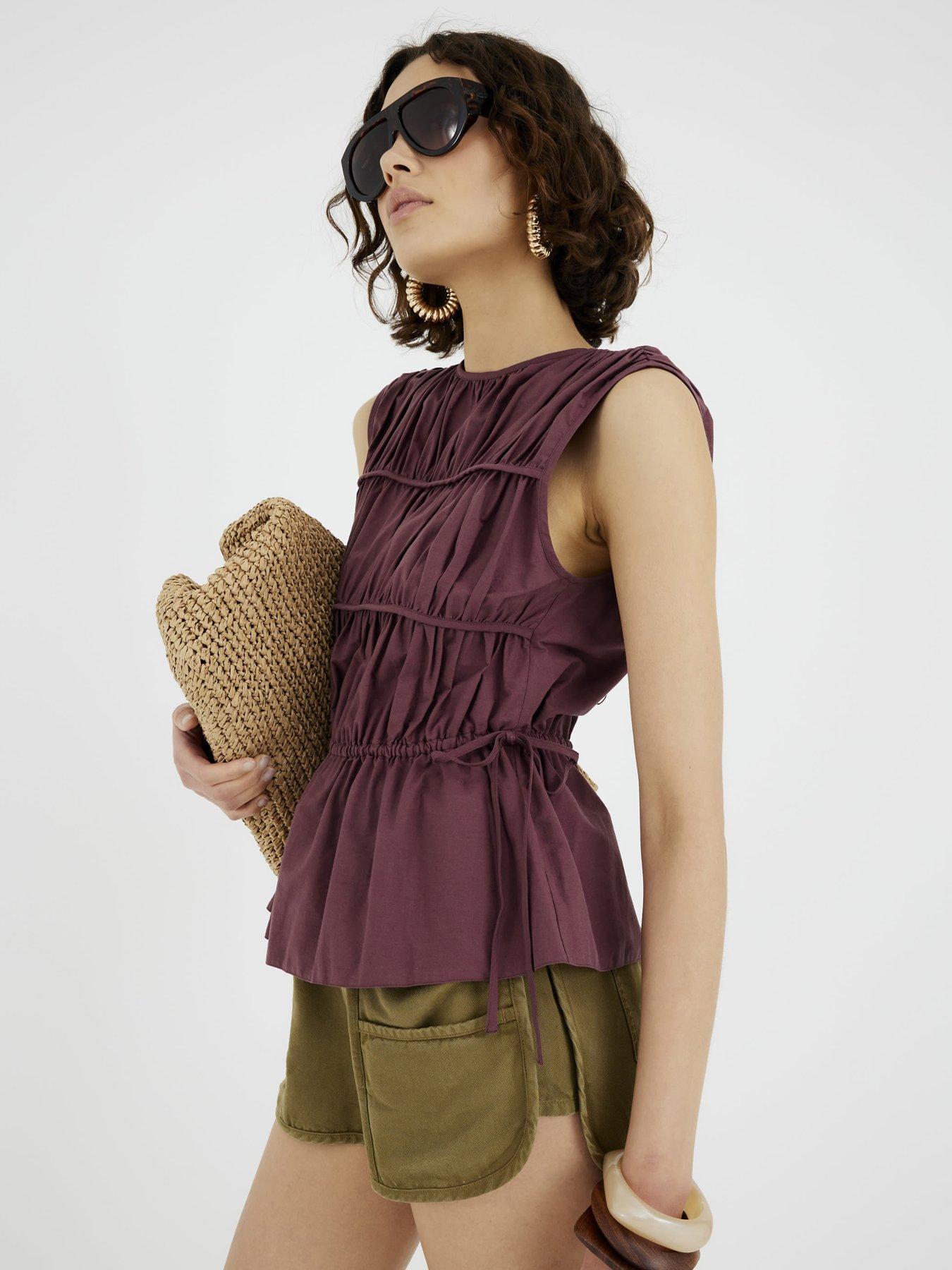 undefined Drawstring Tiered Detail Peplum Top