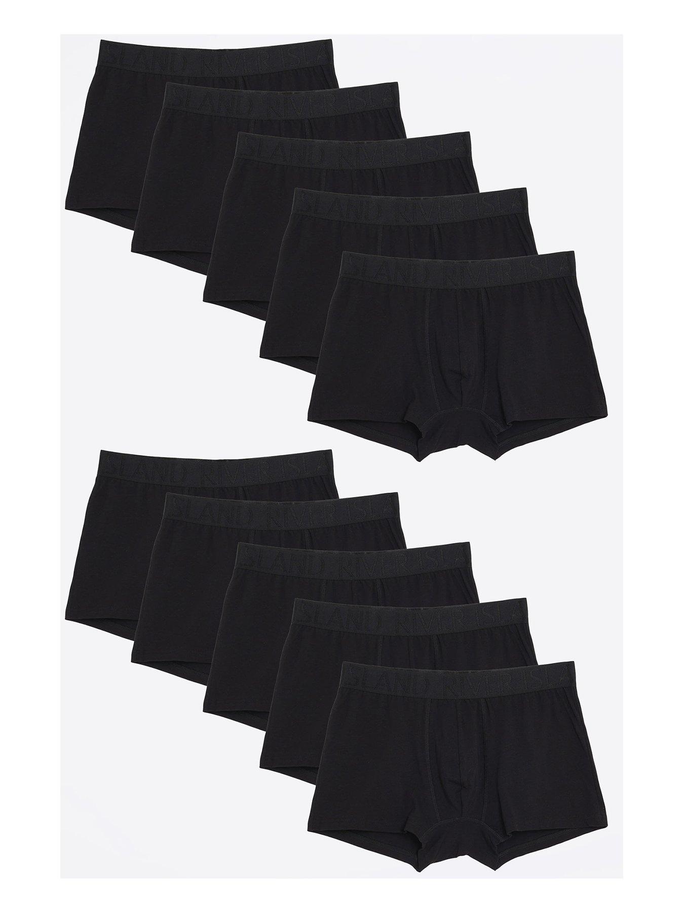 River Island 10 Pack Ri Jacquard Waistband Trunks - Black