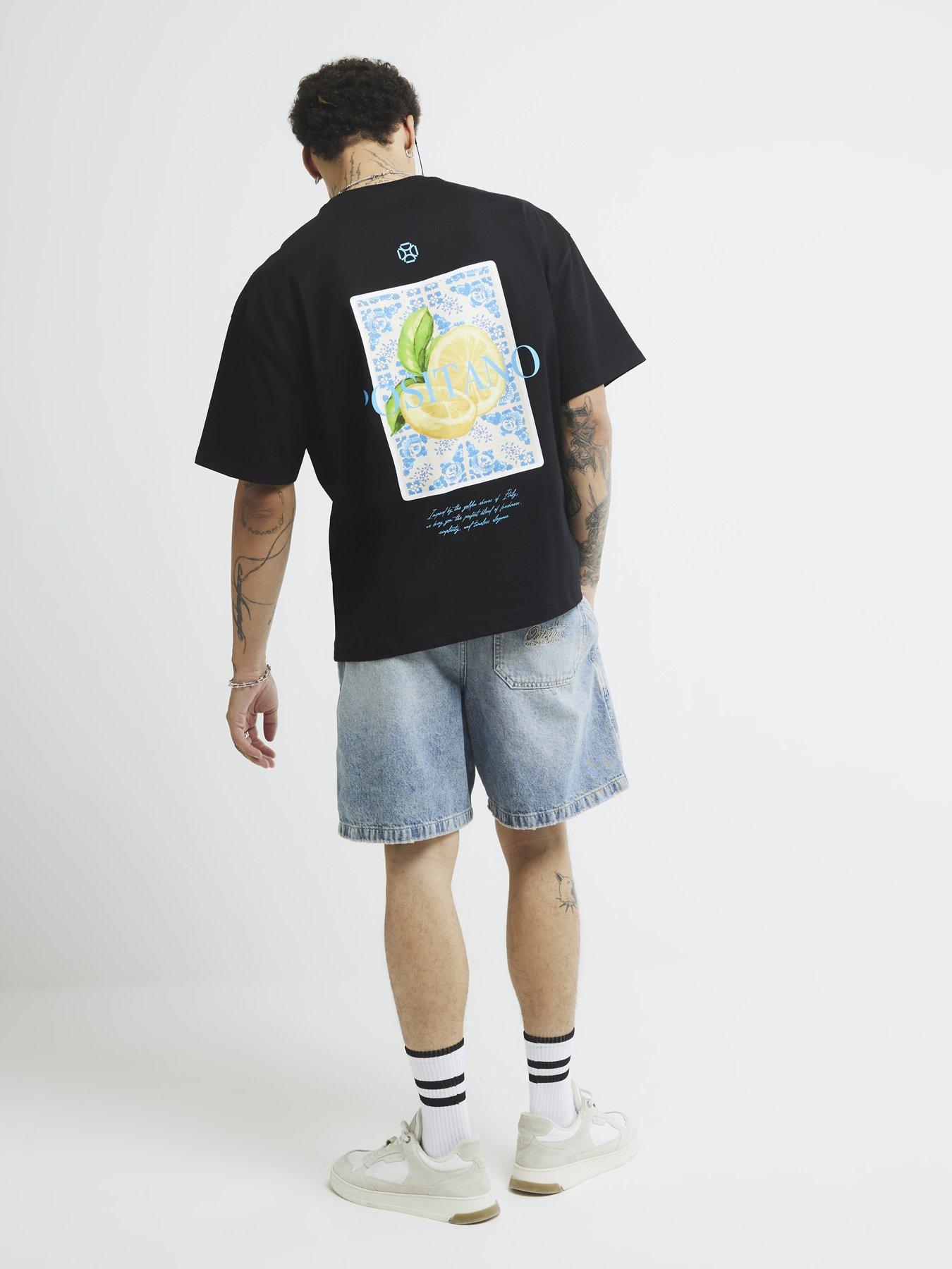 Image 2 of 4 of River Island Oversized Fit Positano Lemon T-shirt