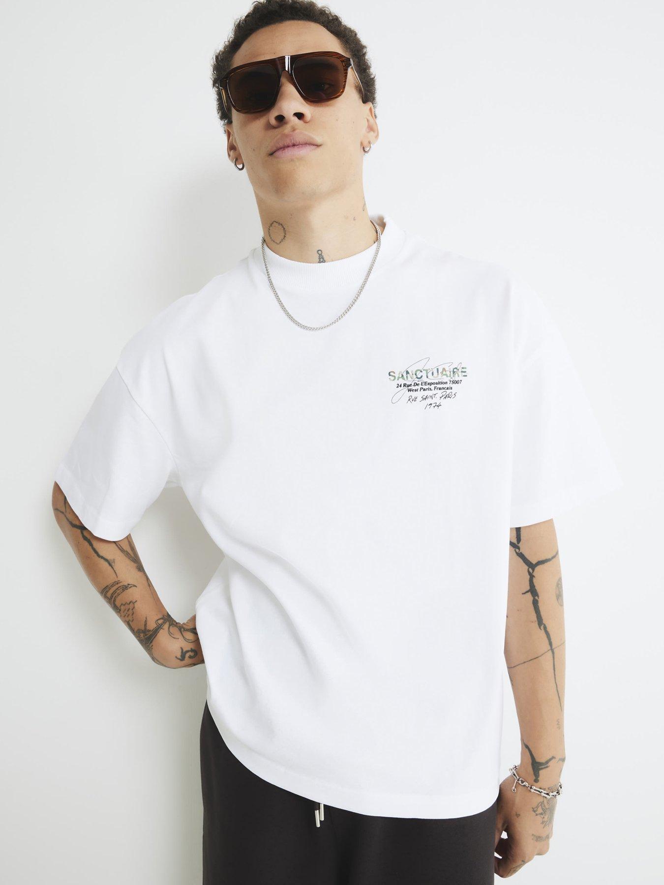 Image 2 of 4 of River Island Oversized Sanctuaire Camouflage T-shirt - White