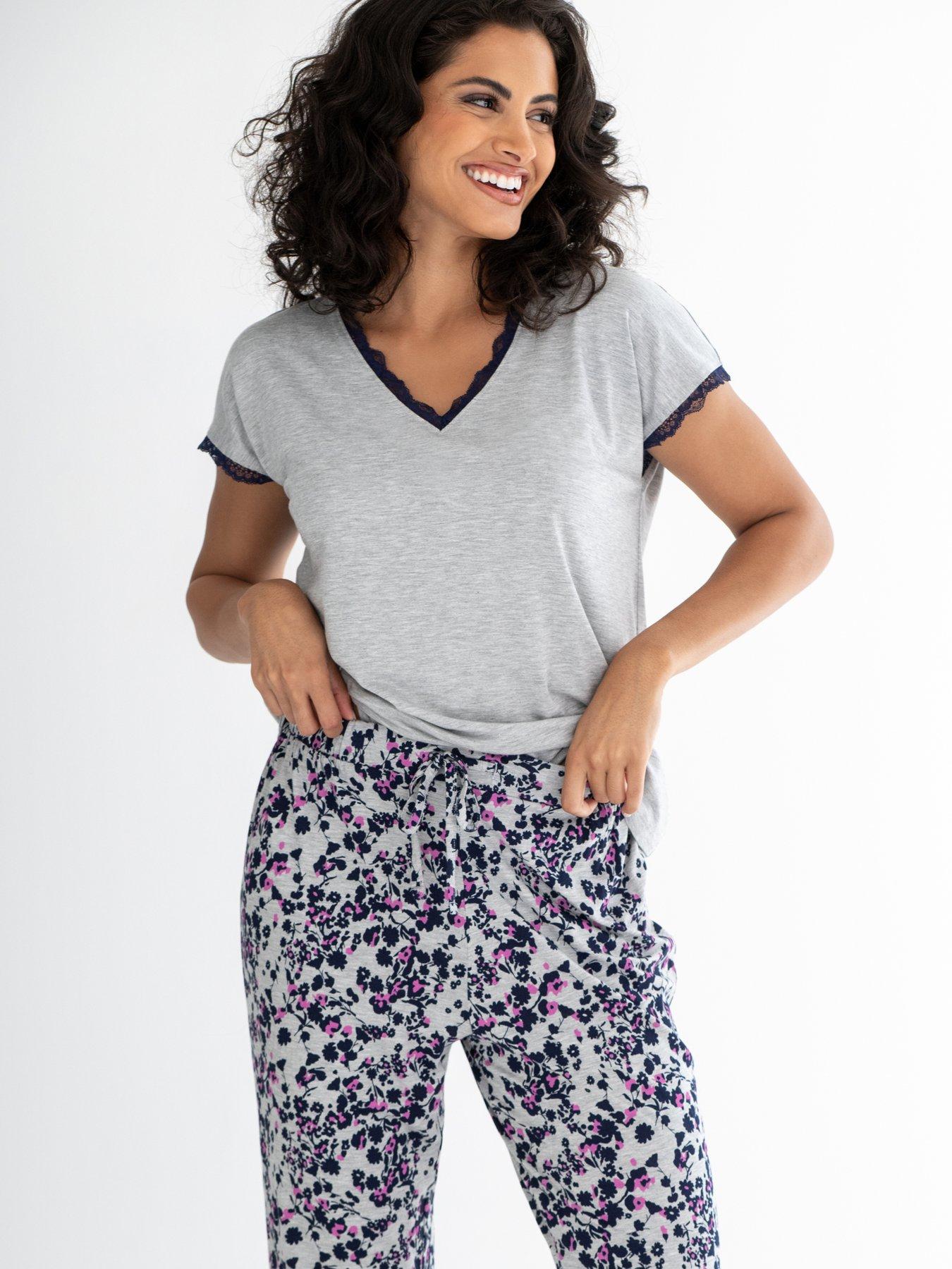 Image 2 of 4 of Pour Moi Sofa Loves Lace T-Shirt and Trouser Pyjama Set