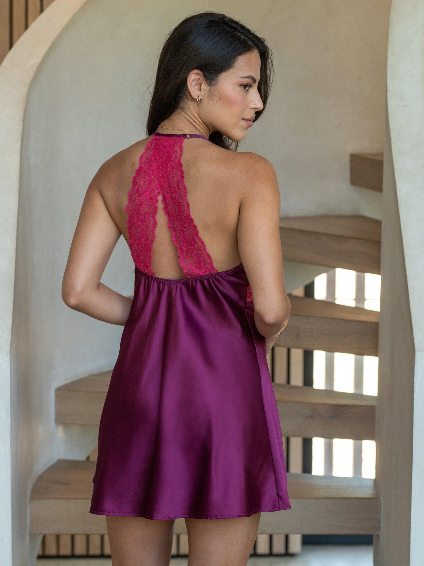 Image 2 of 4 of Pour Moi Dusk Satin Lace Chemise