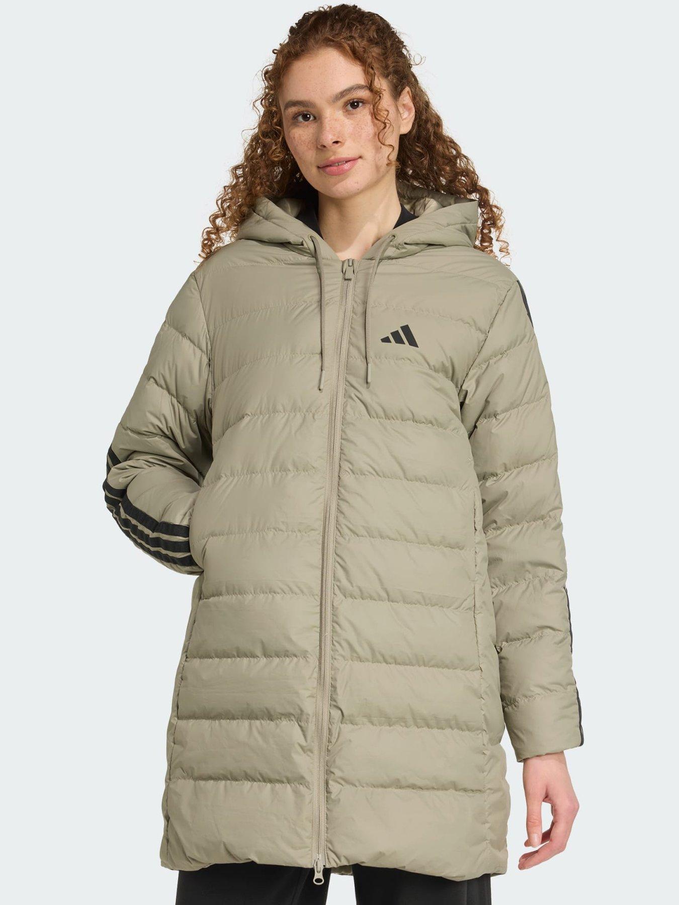 undefined Essentials CLIMAWARM 3-Stripes Light Down Hooded Parka