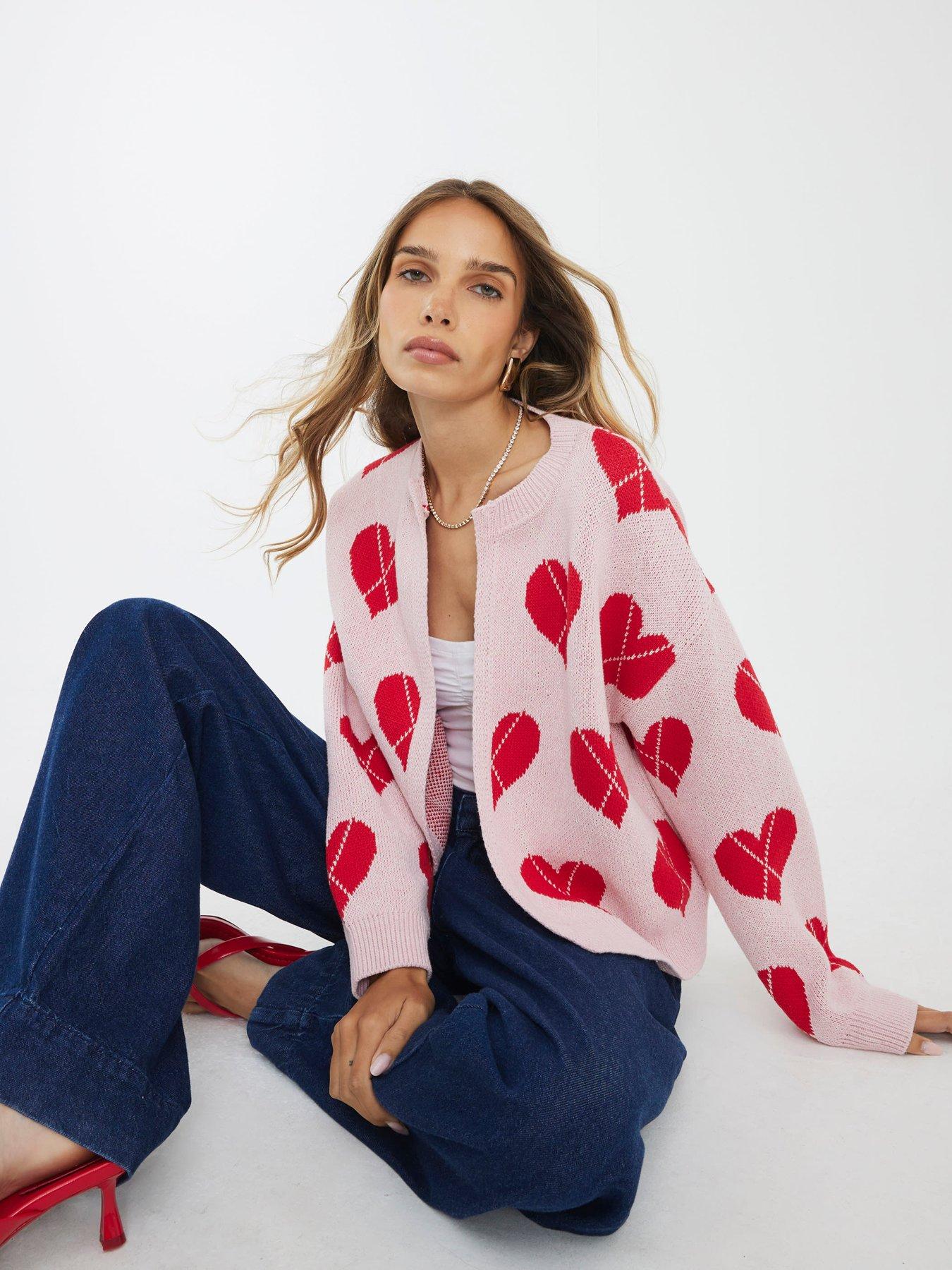 Image 2 of 4 of River Island Knitted Heart Cardigan