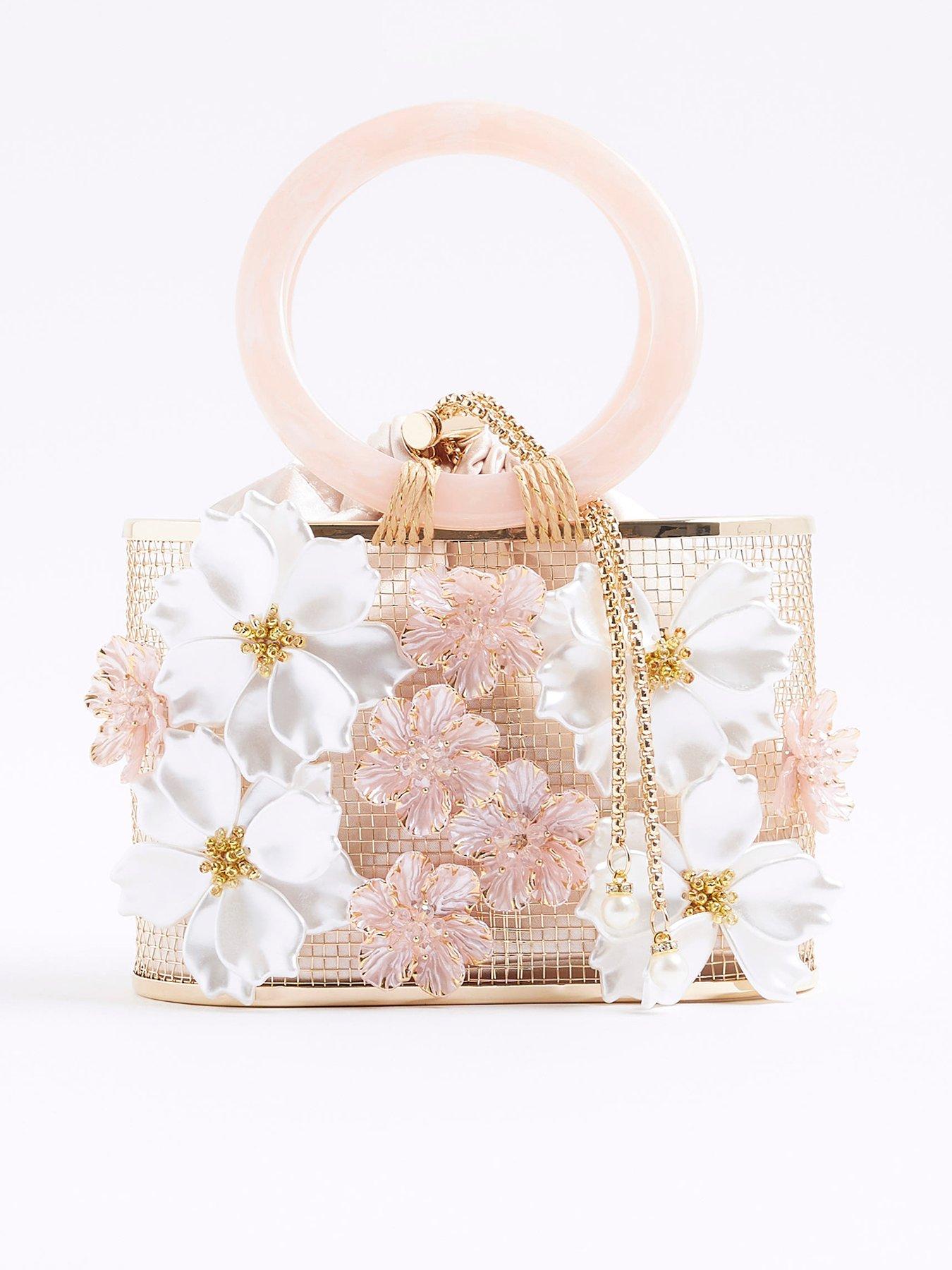  image of river-island-3d-floral-caged-basket-clutch-bag