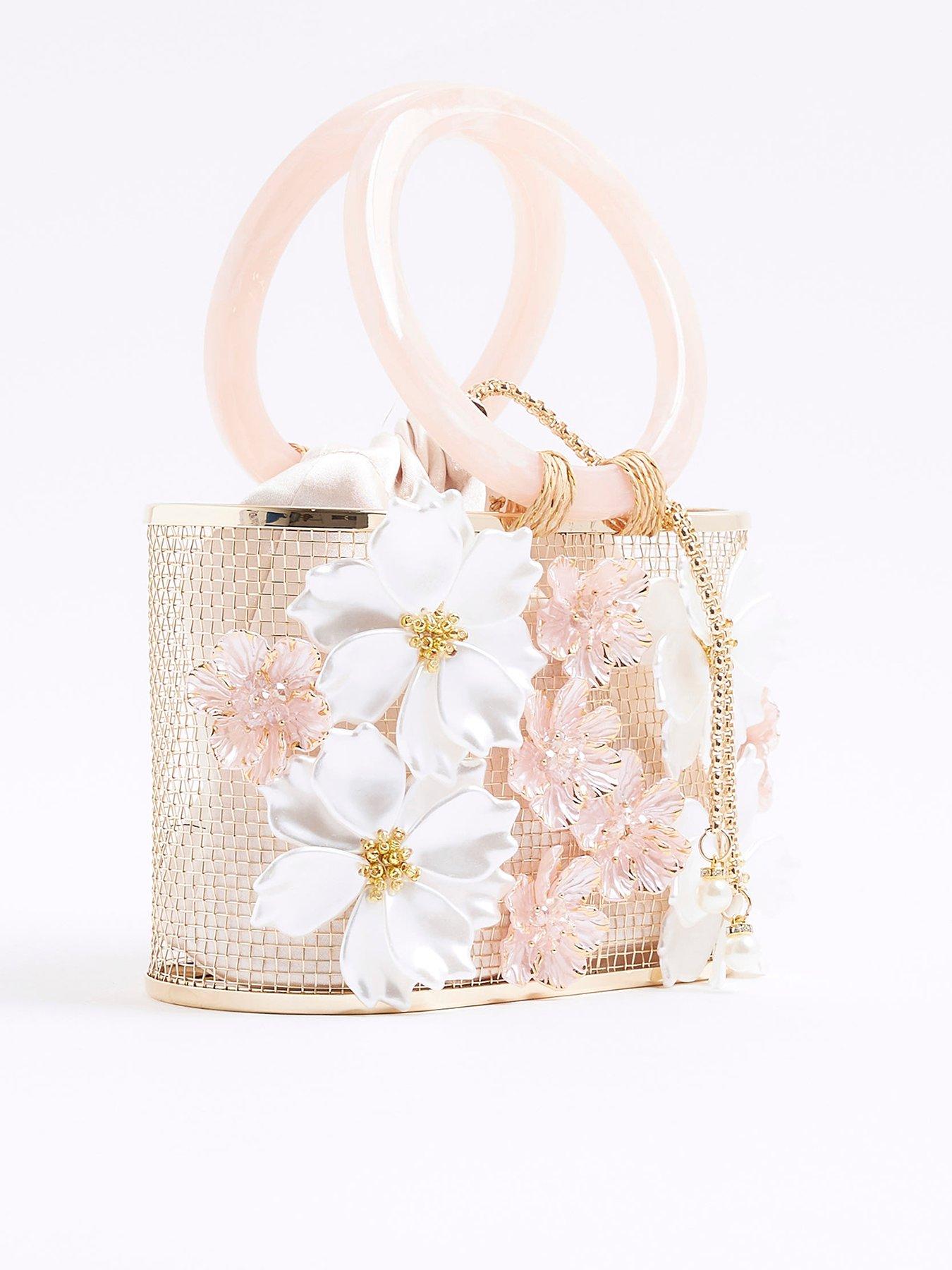  image of river-island-3d-floral-caged-basket-clutch-bag