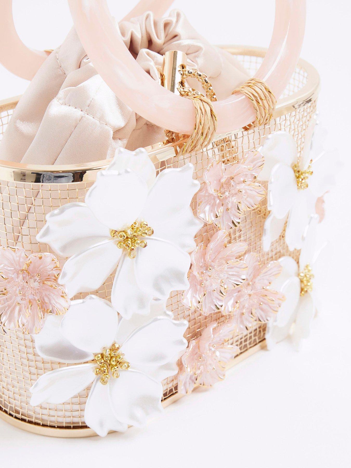 image of river-island-3d-floral-caged-basket-clutch-bag