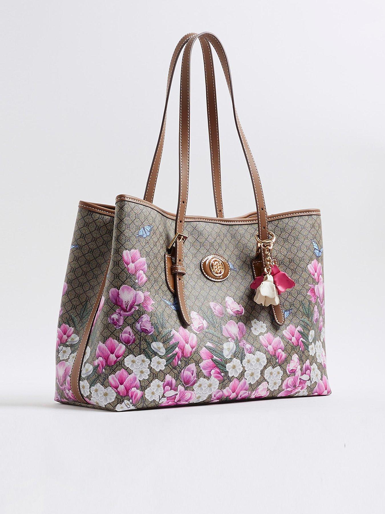 Image 2 of 4 of River Island Floral Monogram Buckle Shopper Bag