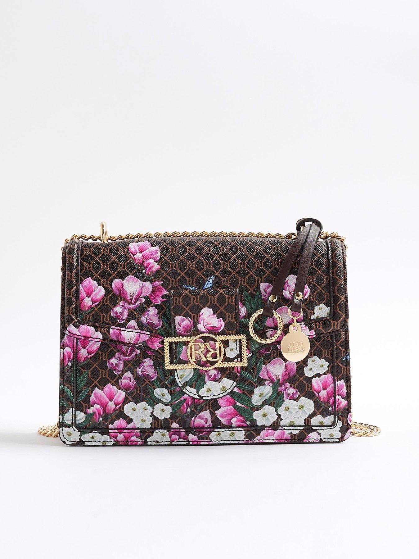 undefined Floral Monogram Paneled Shoulder Bag