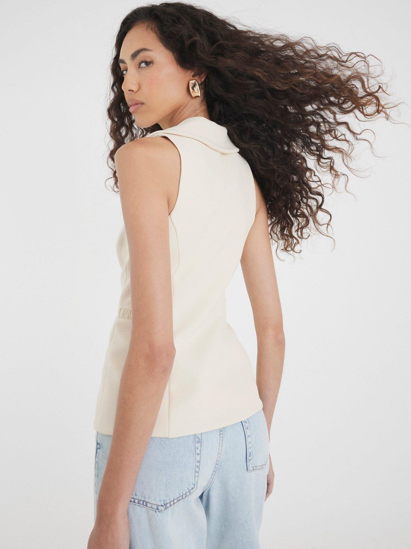 Image 2 of 4 of River Island Sleeveless Collared Elastic Waistcoat