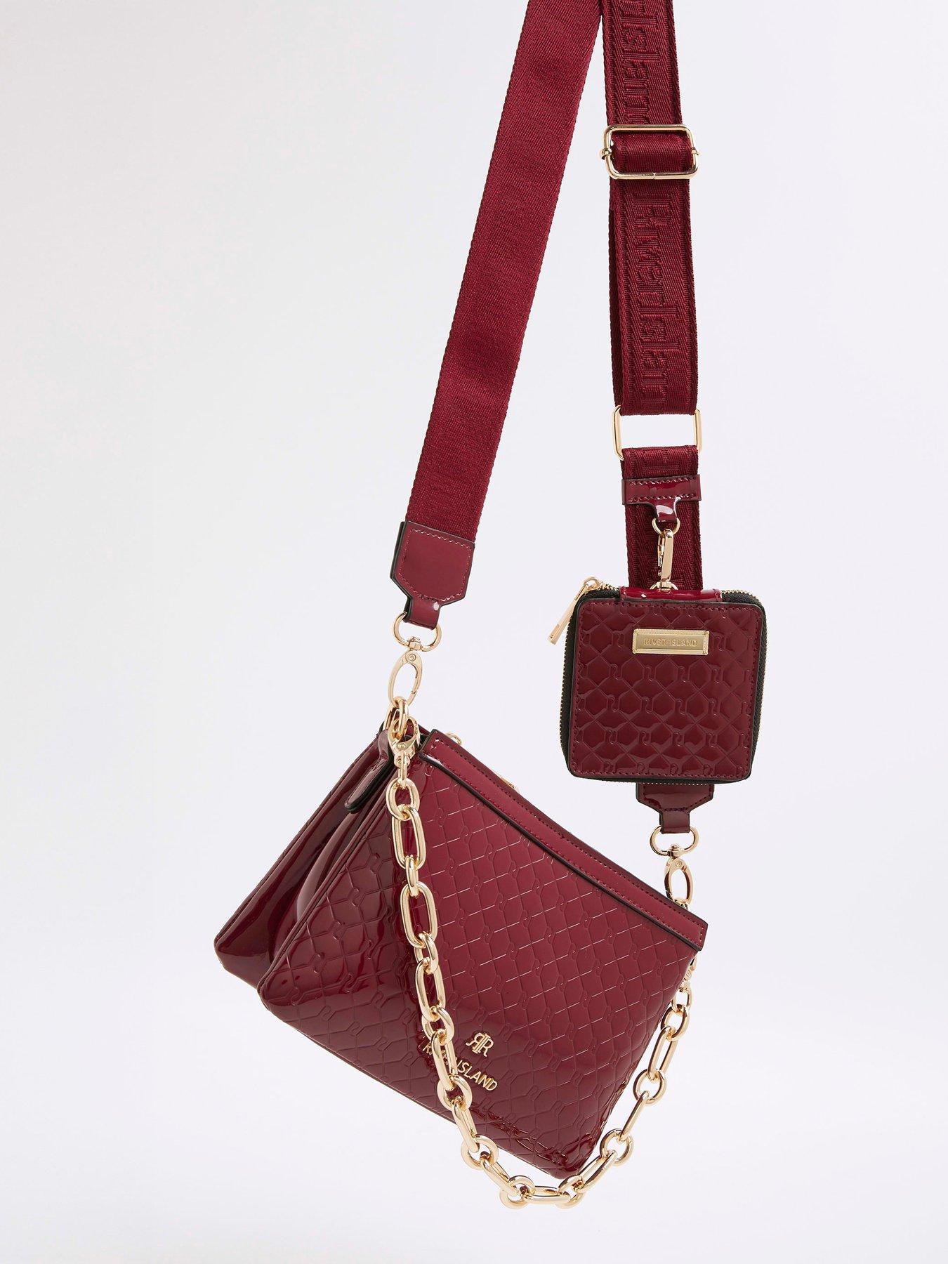 Image 5 of 5 of River Island Ri Monogram Chain Detail Cross Body Bag