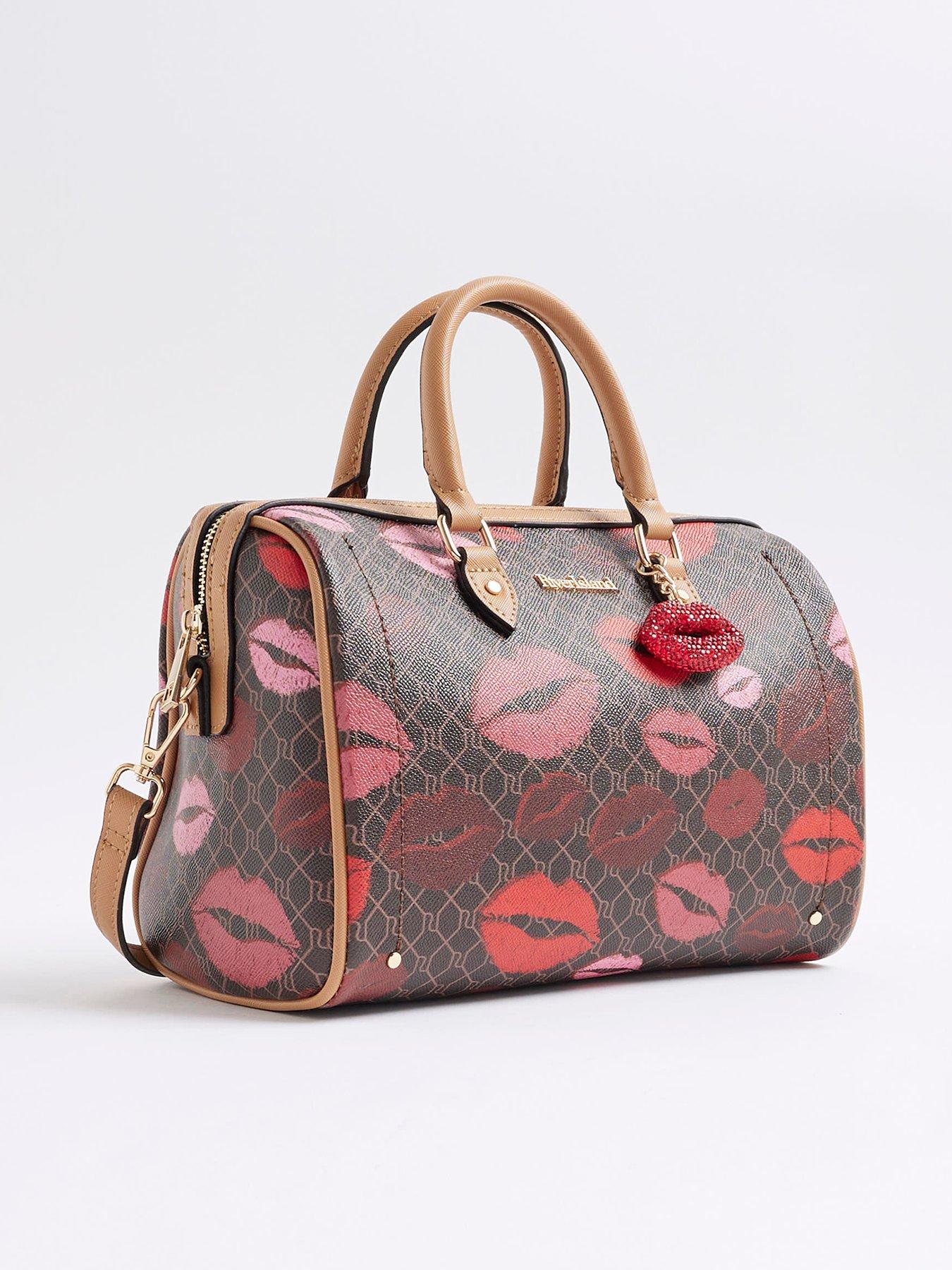 Image 3 of 5 of River Island Monogram Lips Print Cross Body Bag