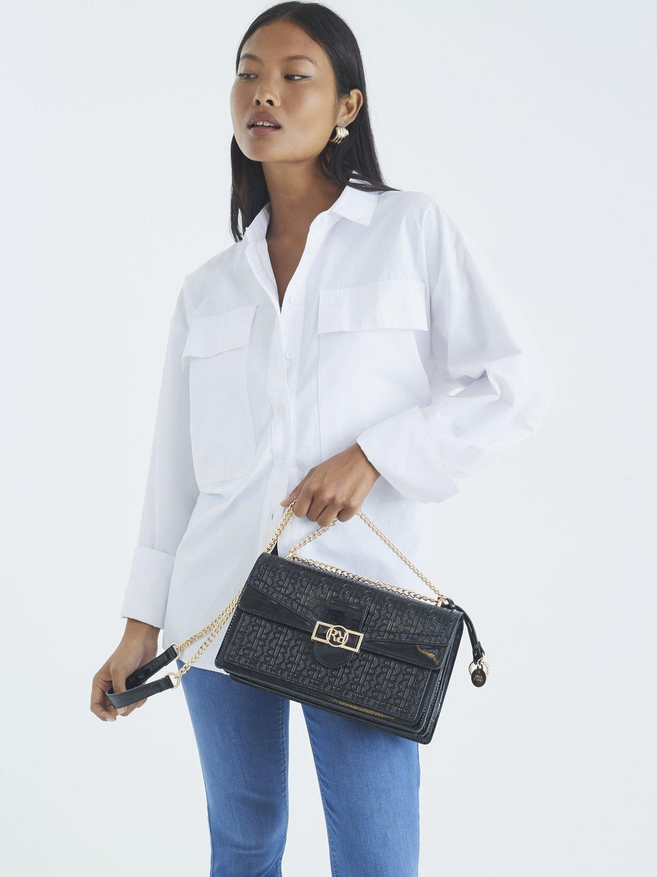 Image 2 of 5 of River Island Patent Rr Panelled Shoulder Bag